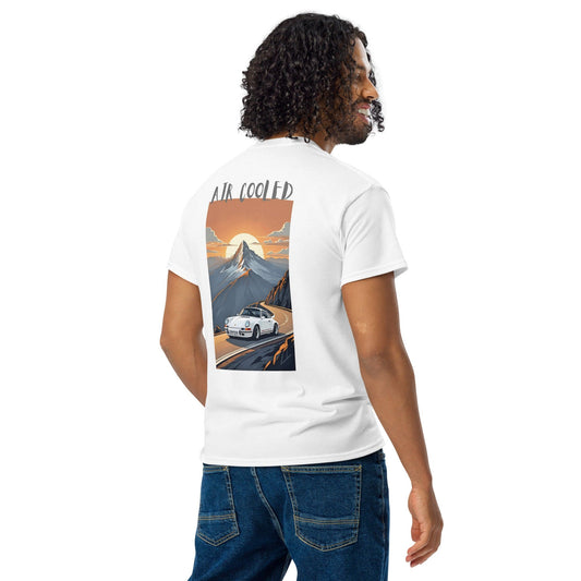 Air Cooled Porsche Sunset Drive Backprint Tee | ccanvas - Men’s T-Shirt | Ccanvas