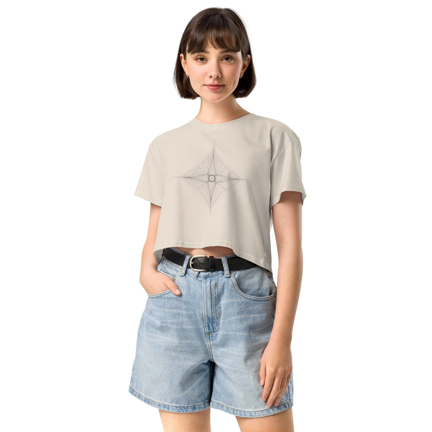 Celestial Balance Crop Top - Sacred Geometry Minimalist Tee | ccanvas - Women’s T-Shirt | Ccanvas