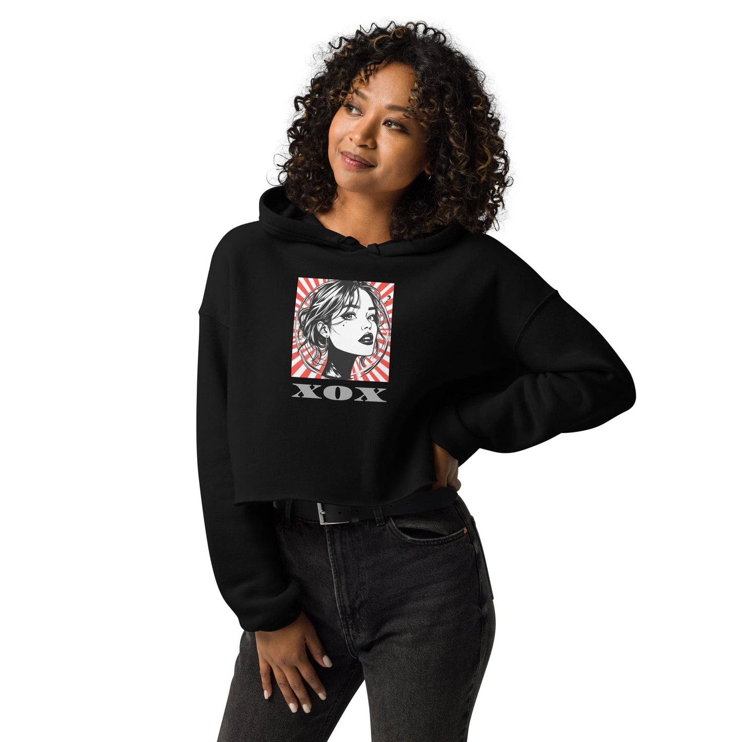 XOX Cropped Hoodie – Pop Art Graphic Hoodie for Women | ccanvas - Hoodies (Female – Cropped) | Ccanvas