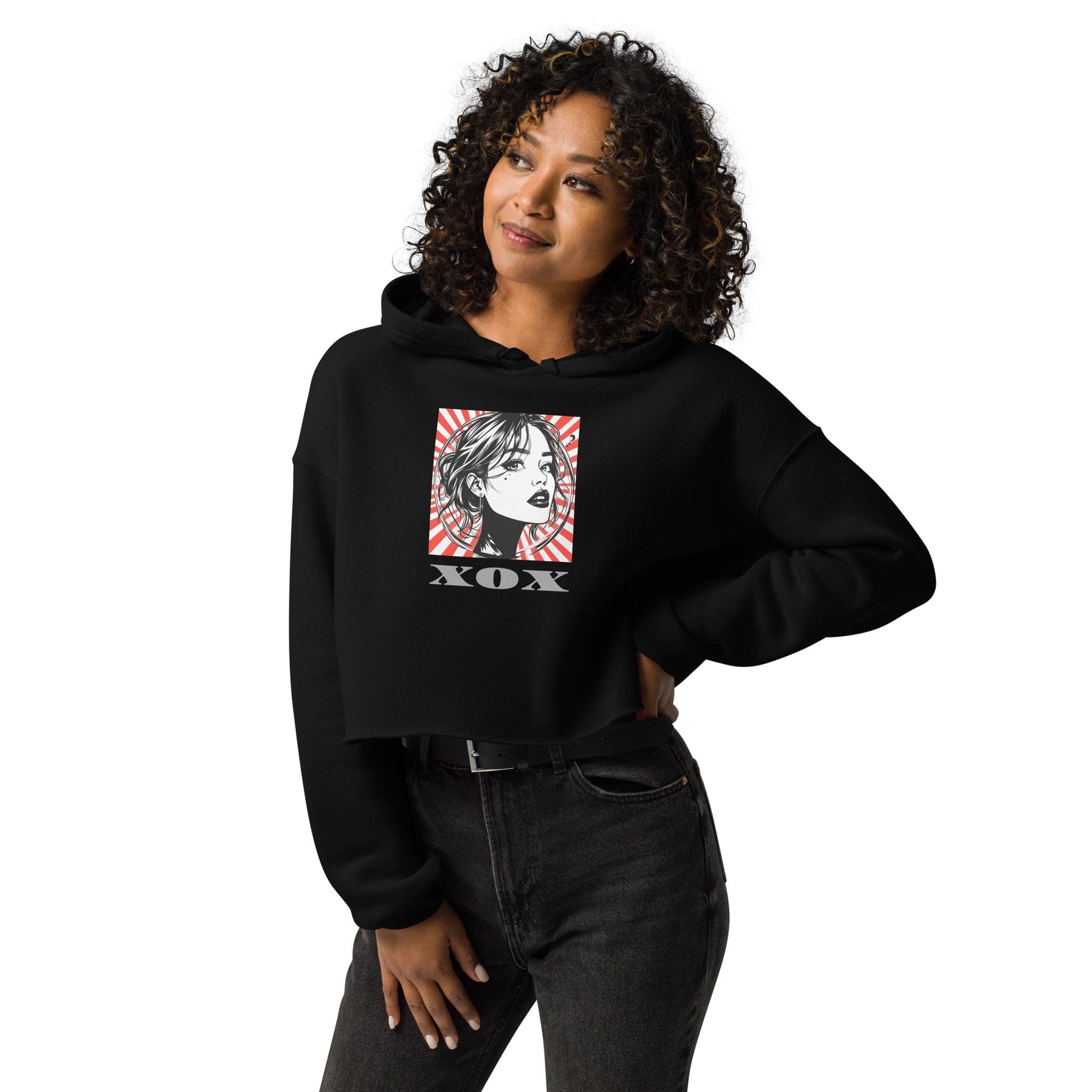 XOX Cropped Hoodie – Pop Art Graphic Hoodie for Women | ccanvas - Hoodies (Female – Cropped) | Ccanvas