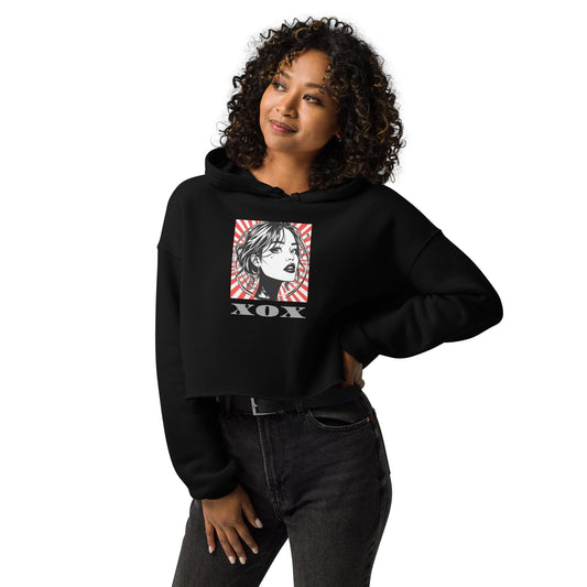 XOX Cropped Hoodie – Pop Art Graphic Hoodie for Women | ccanvas - Hoodies (Female – Cropped) | Ccanvas