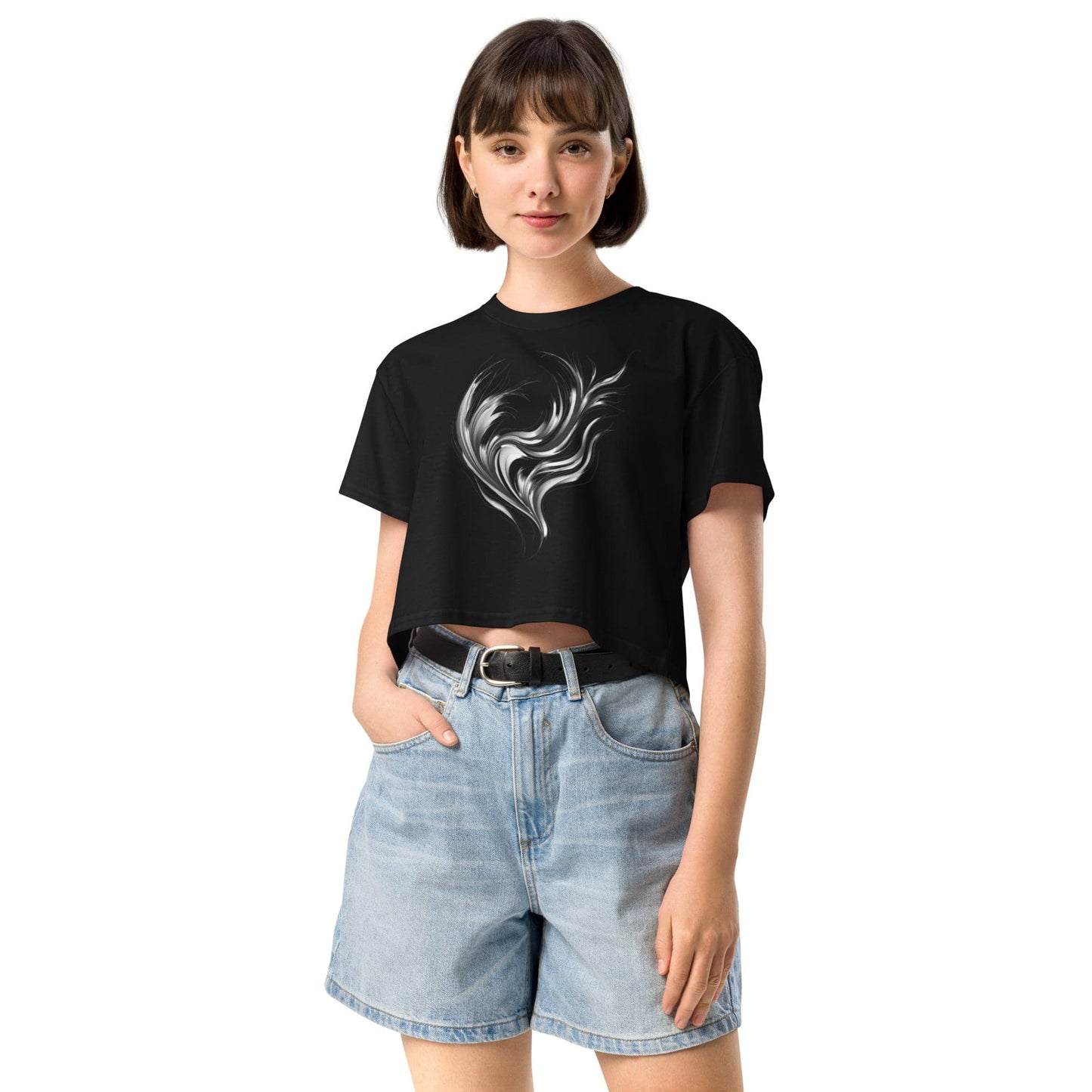 Ethereal Flow Crop Top - Abstract Artistic Women’s Tee | ccanvas | ccanvas - Women’s T-Shirt | Ccanvas