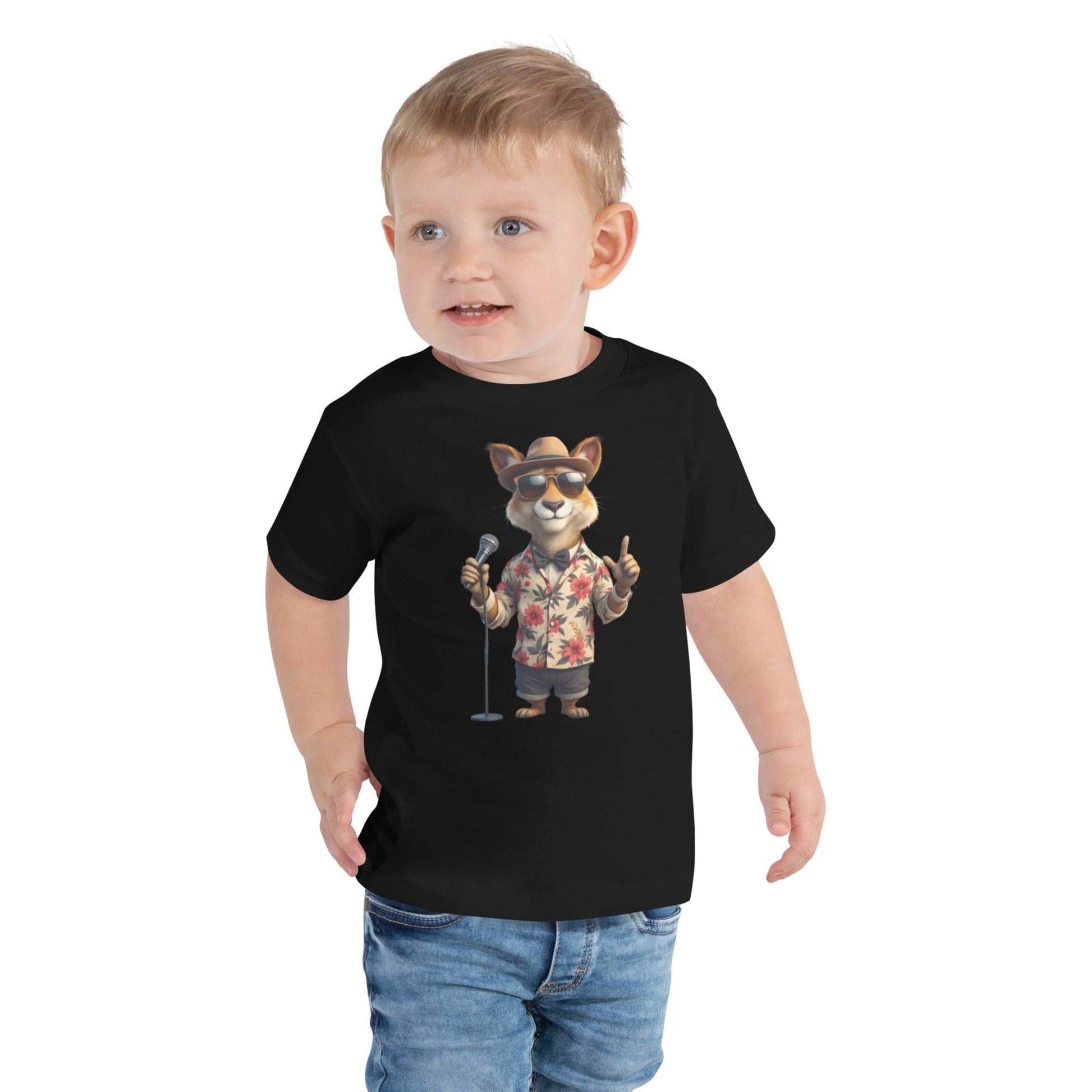 Funny Cartoon Dog Toddler T-Shirt with Mic & Sunglasses | ccanvas - Toddler T-Shirts | Ccanvas