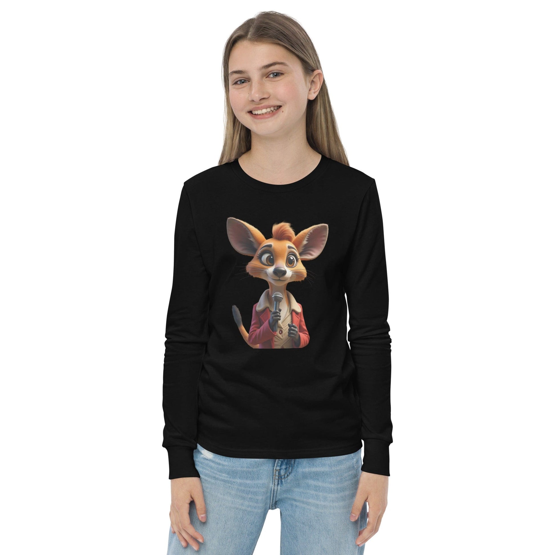 Cute Cartoon Mouse Girls Long Sleeve T-Shirt with Microphone | ccanvas - Long Sleeve Girls T-Shirts | Ccanvas