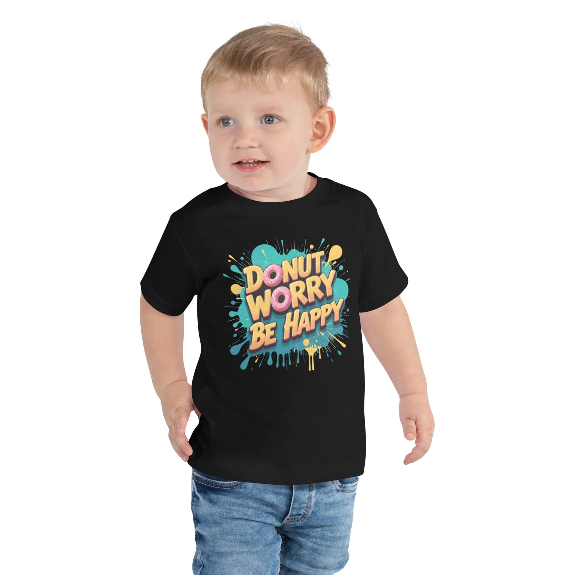 Donut Worry Be Happy Kids T-Shirt – Funny Food Graphic Tee for Boys & Girls | ccanvas - Toddler T-Shirt | Ccanvas