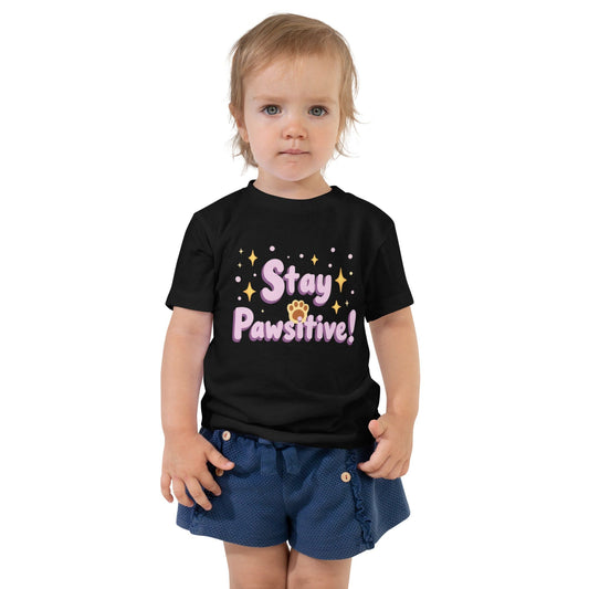 Stay Pawsitive Kids T-Shirt – Cute Pet - Inspired Positivity Tee | ccanvas - Kids T-Shirts | Ccanvas
