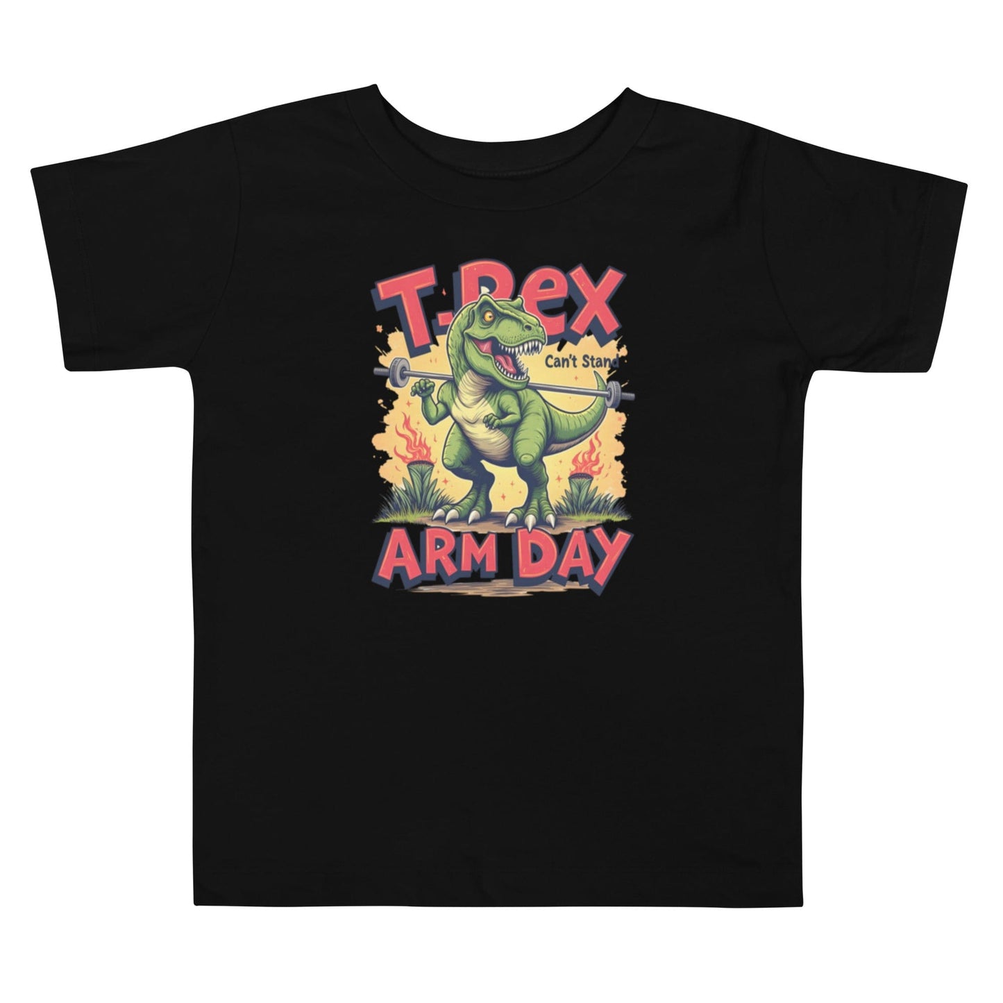 T - Rex Arm Day Kids T-Shirt – Funny Dinosaur Workout Tee for Boys & Girls | ccanvas - Toddler T-Shirt | Ccanvas