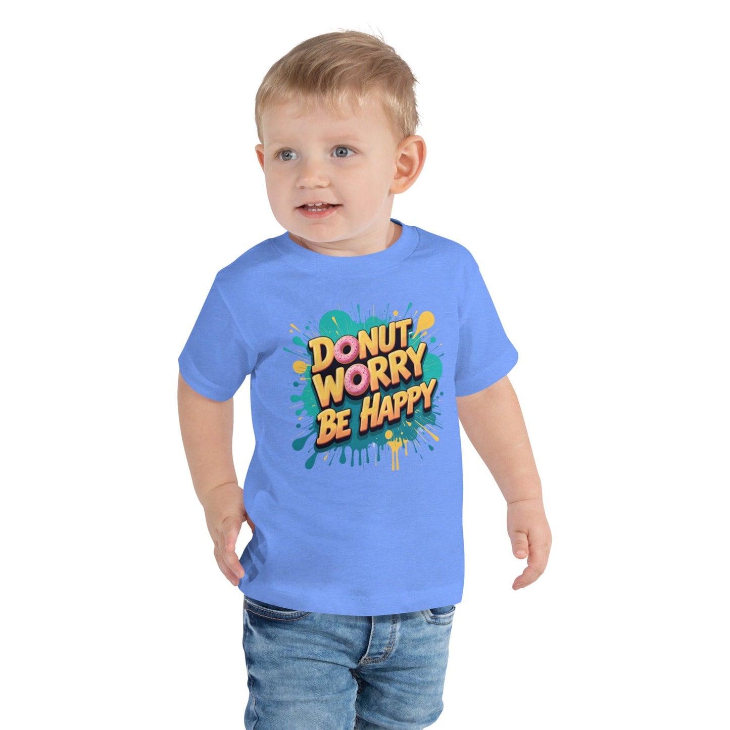 Donut Worry Be Happy Kids T-Shirt – Funny Food Graphic Tee for Boys & Girls | ccanvas - Toddler T-Shirt | Ccanvas