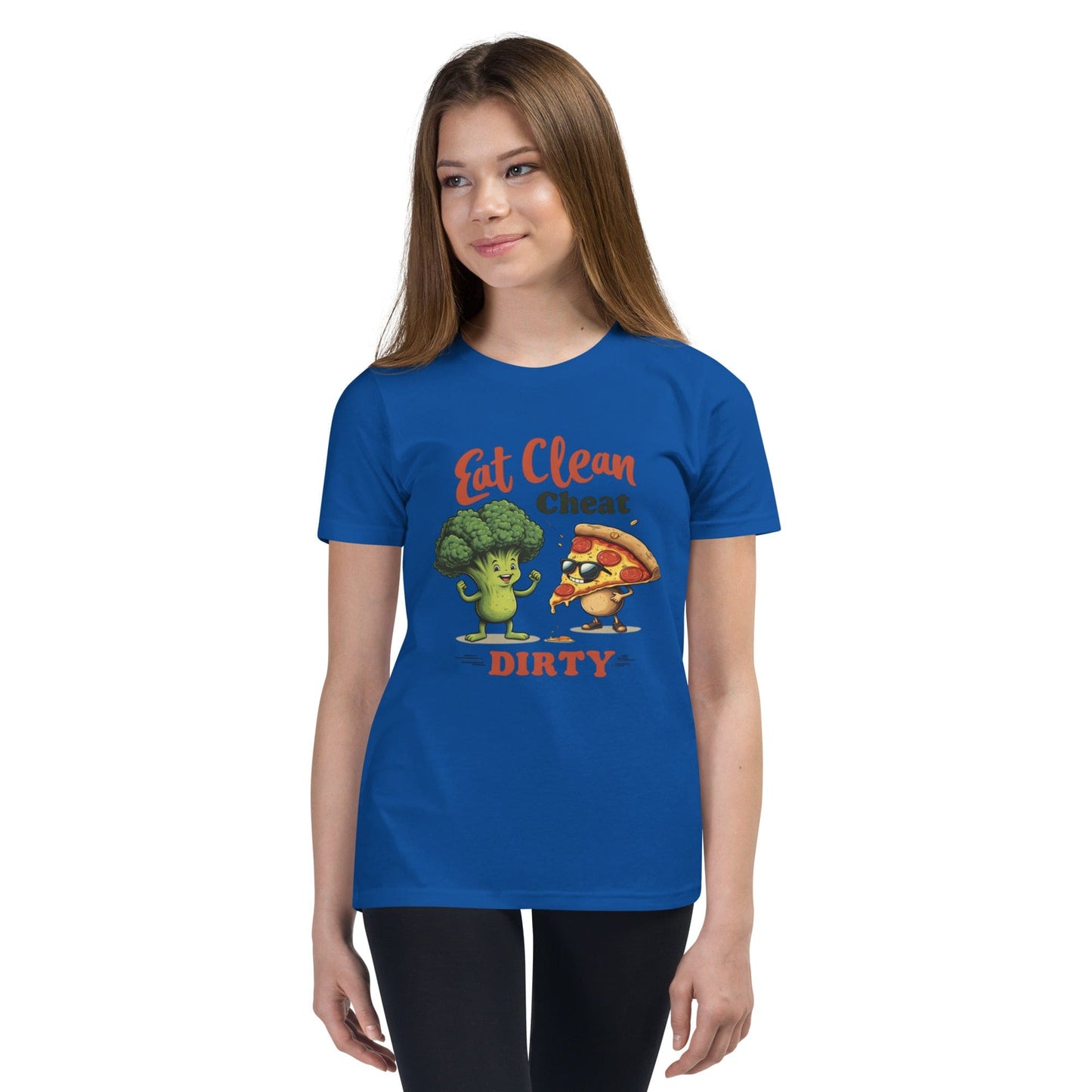 Eat Clean Cheat Dirty T-Shirt for Women – Funny Broccoli & Pizza Gym Life Tee | ccanvas - Women’s T-Shirts | Ccanvas