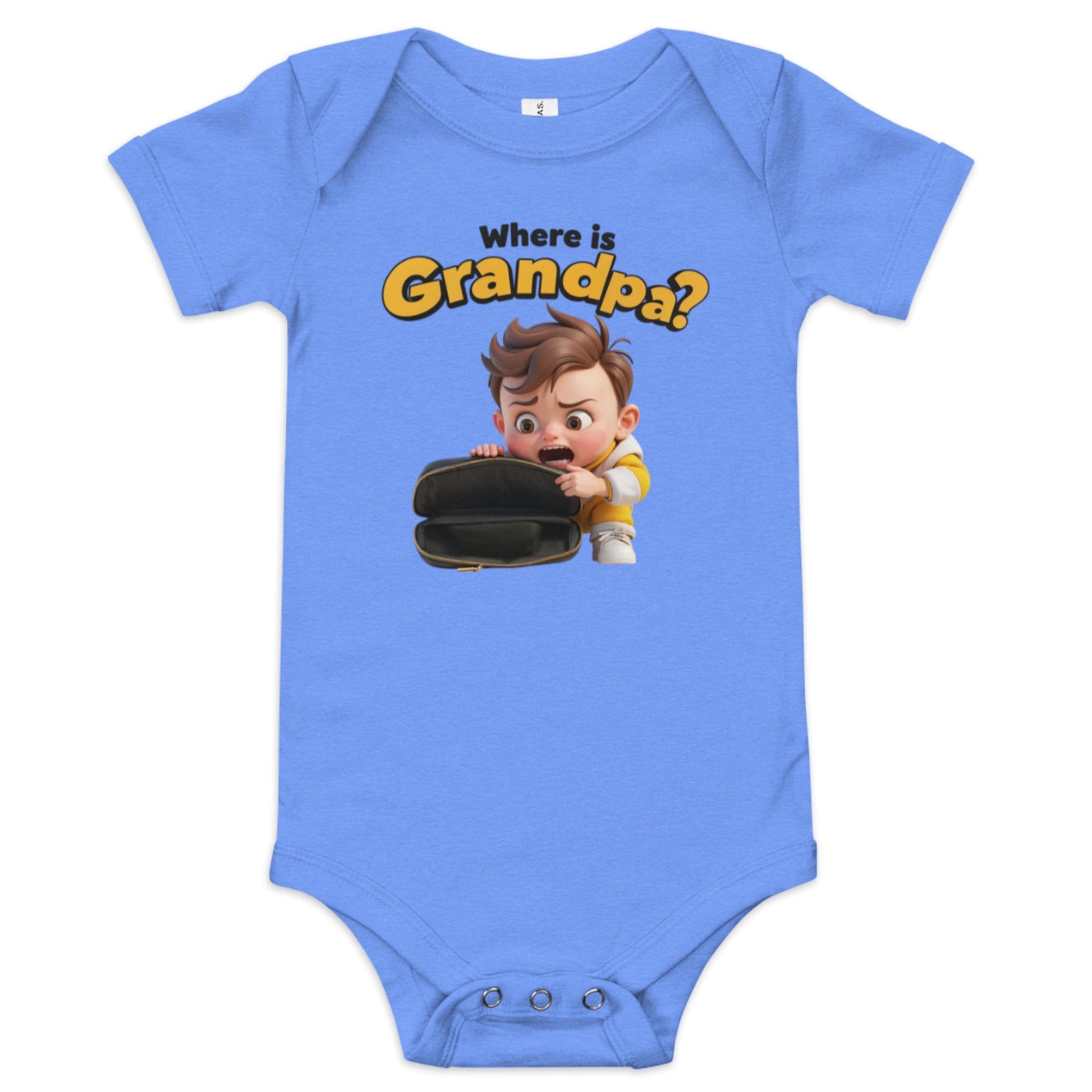 Where Is Grandpa? Baby Onesie - Funny Cartoon Bodysuit | ccanvas - Baby Onesies & Bodysuits | Ccanvas