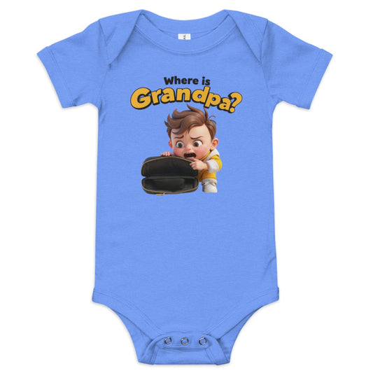 Where Is Grandpa? Baby Onesie - Funny Cartoon Bodysuit | ccanvas - Baby Onesies & Bodysuits | Ccanvas