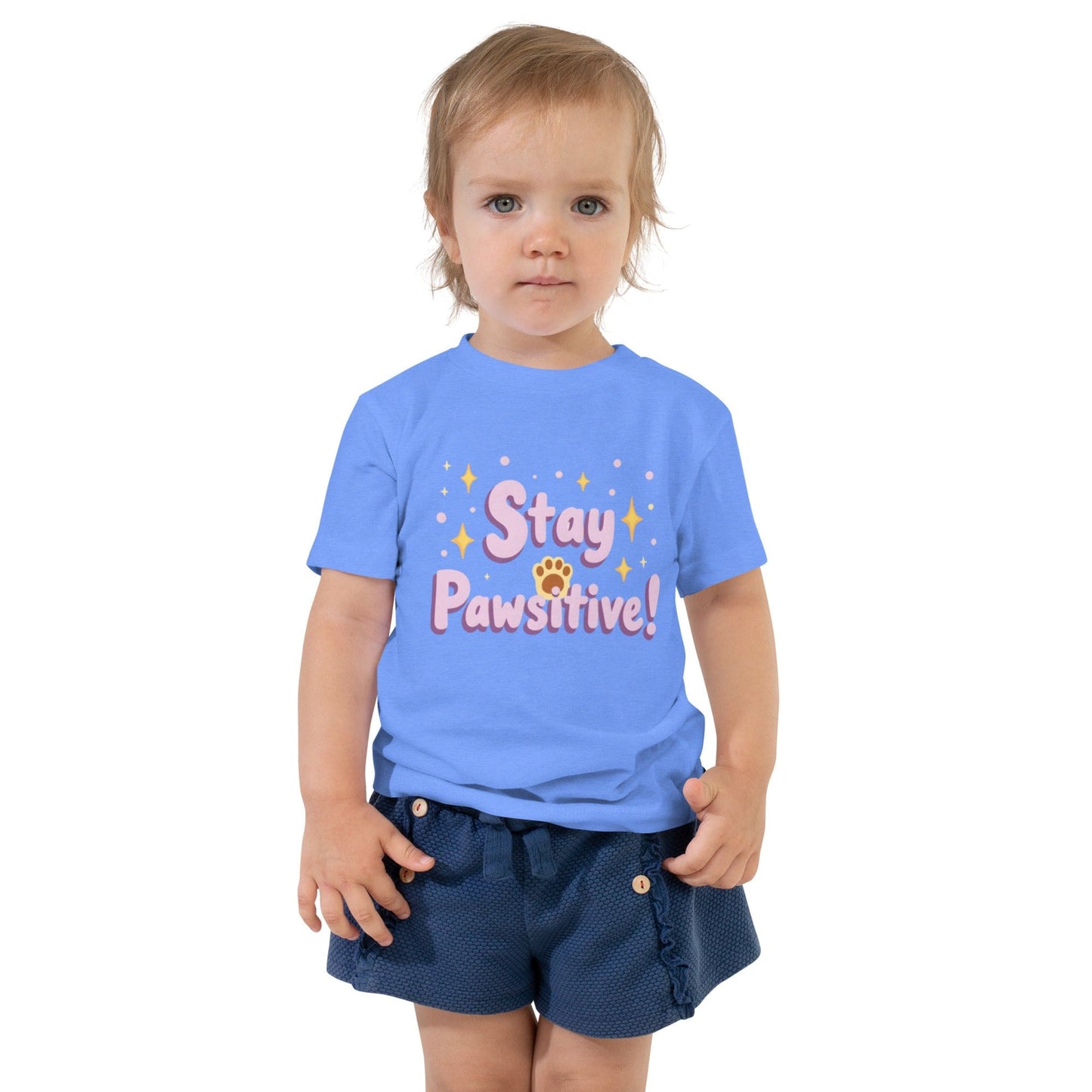 Stay Pawsitive Kids T-Shirt – Cute Pet - Inspired Positivity Tee | ccanvas - Kids T-Shirts | Ccanvas