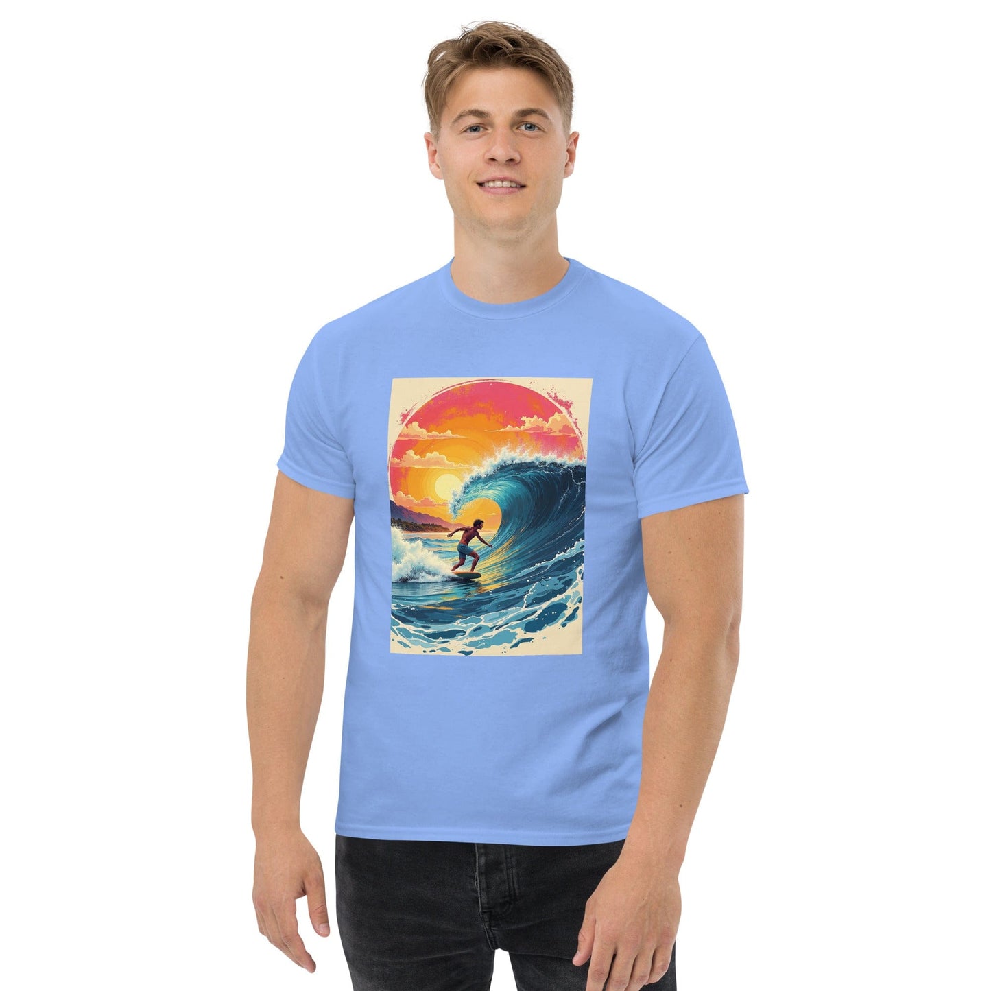 Sunset Surf Wave Tee – Bold Ocean Art | Ccanvas - Men’s Graphic T-Shirt | Ccanvas