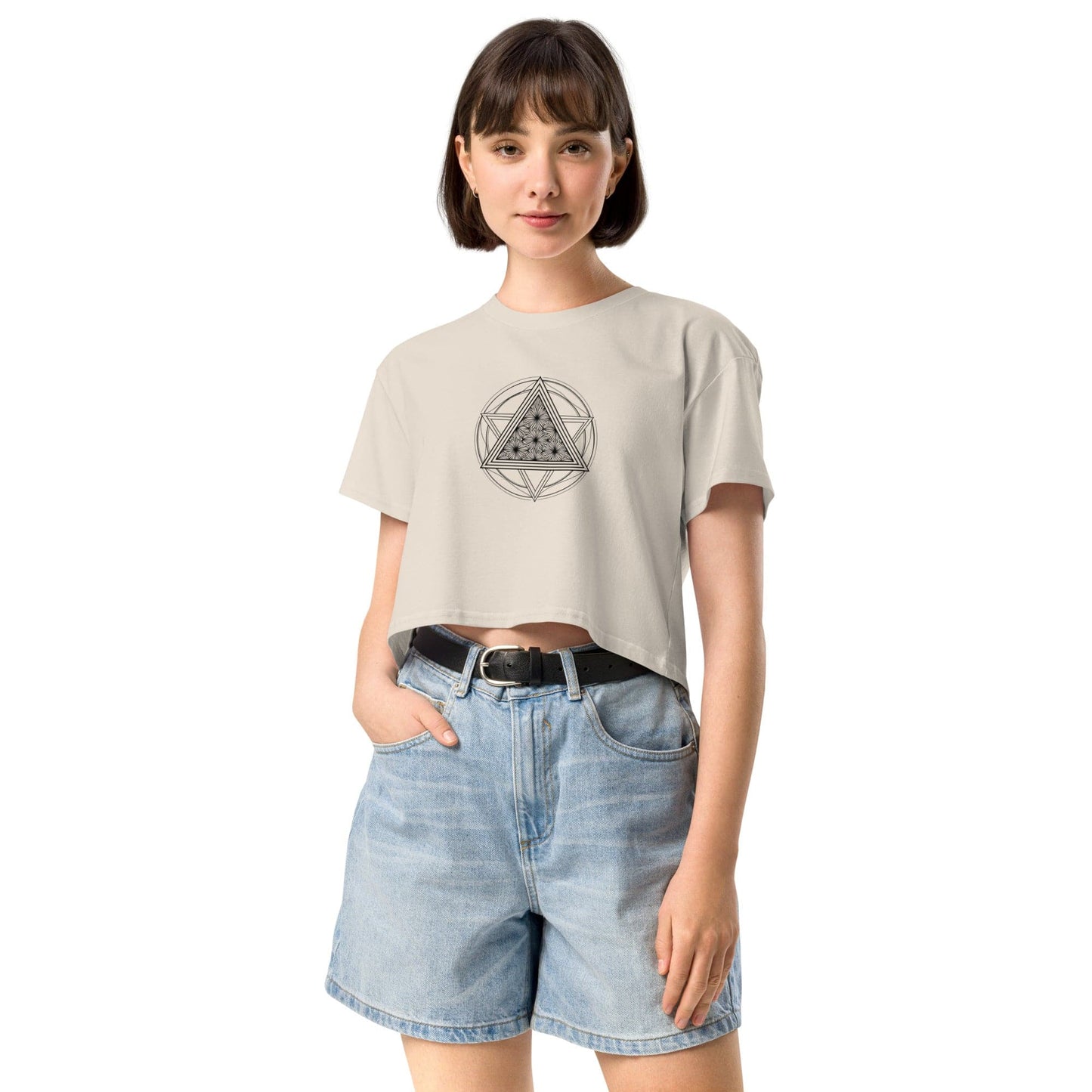 Merkaba Energy Crop Top - Sacred Geometry Star Tetrahedron Tee | ccanvas - Women’s T-Shirt | Ccanvas