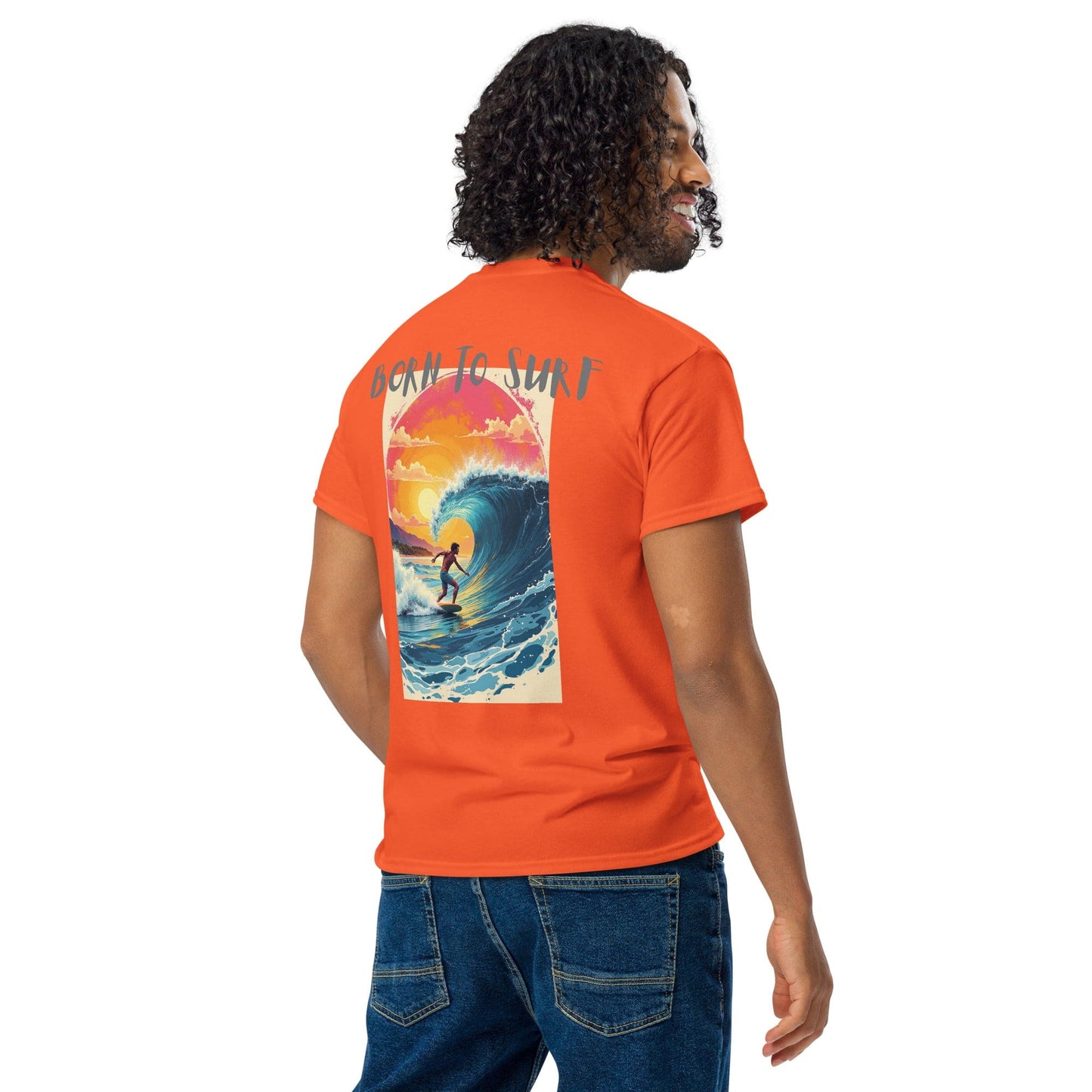 Born to Surf Back Print T-Shirt – Retro Wave Surf Shirt | ccanvas - Unisex T-Shirt | Ccanvas