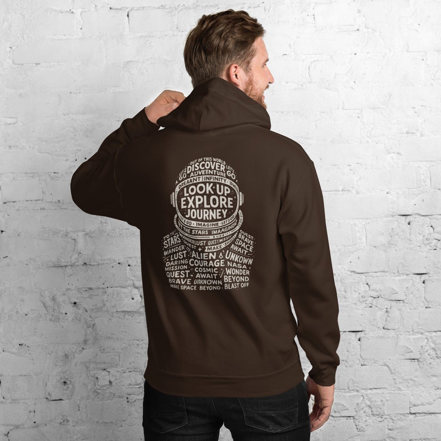 Explore Word Cloud Hoodie – Space - Inspired Typography Design for Adventurers | ccanvas - Hoodies & Sweatshirts | Ccanvas