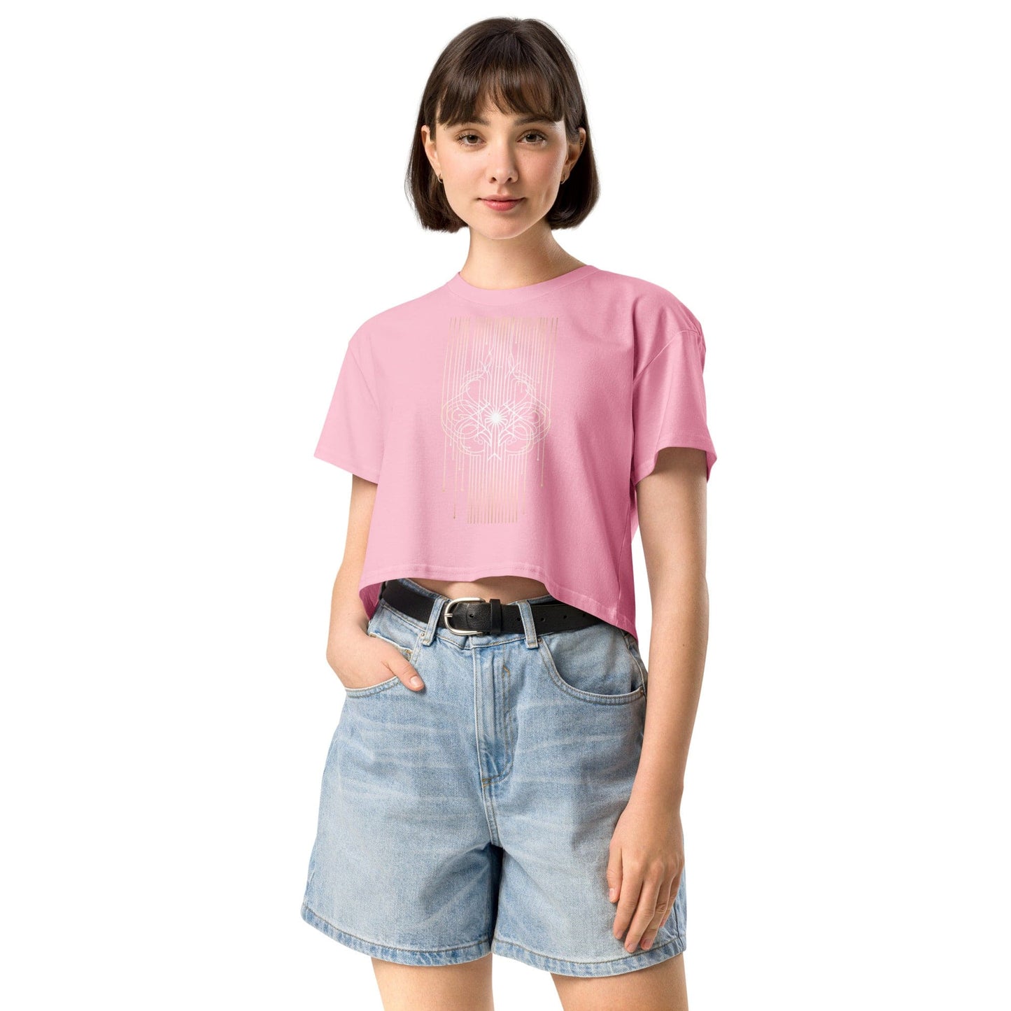 Ethereal Lines Crop Top - Sacred Geometry Minimalist Tee | ccanvas - Women’s T-Shirt | Ccanvas