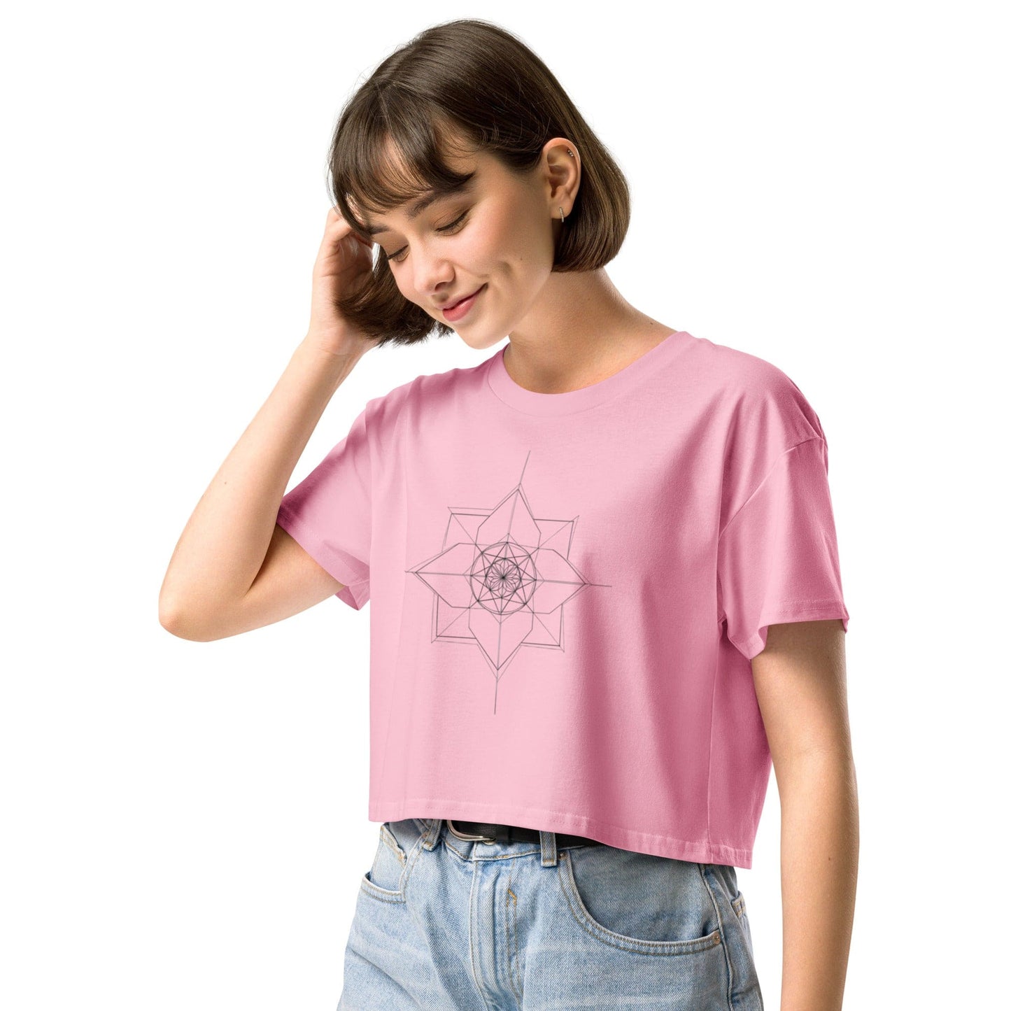 Sacred Lotus Crop Top - Geometric Spiritual Mandala Tee | ccanvas - Women’s T-Shirt | Ccanvas