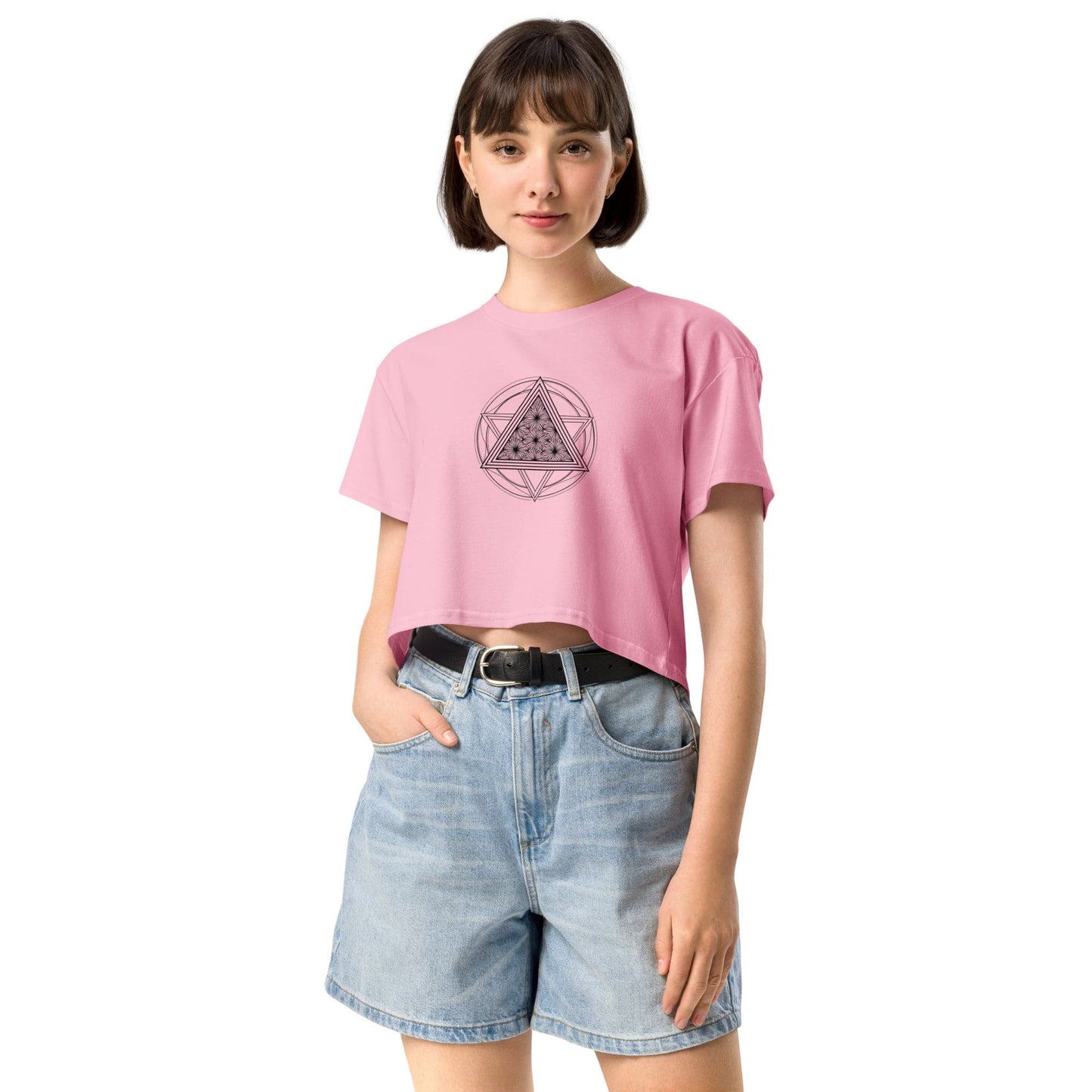 Merkaba Energy Crop Top - Sacred Geometry Star Tetrahedron Tee | ccanvas - Women’s T-Shirt | Ccanvas