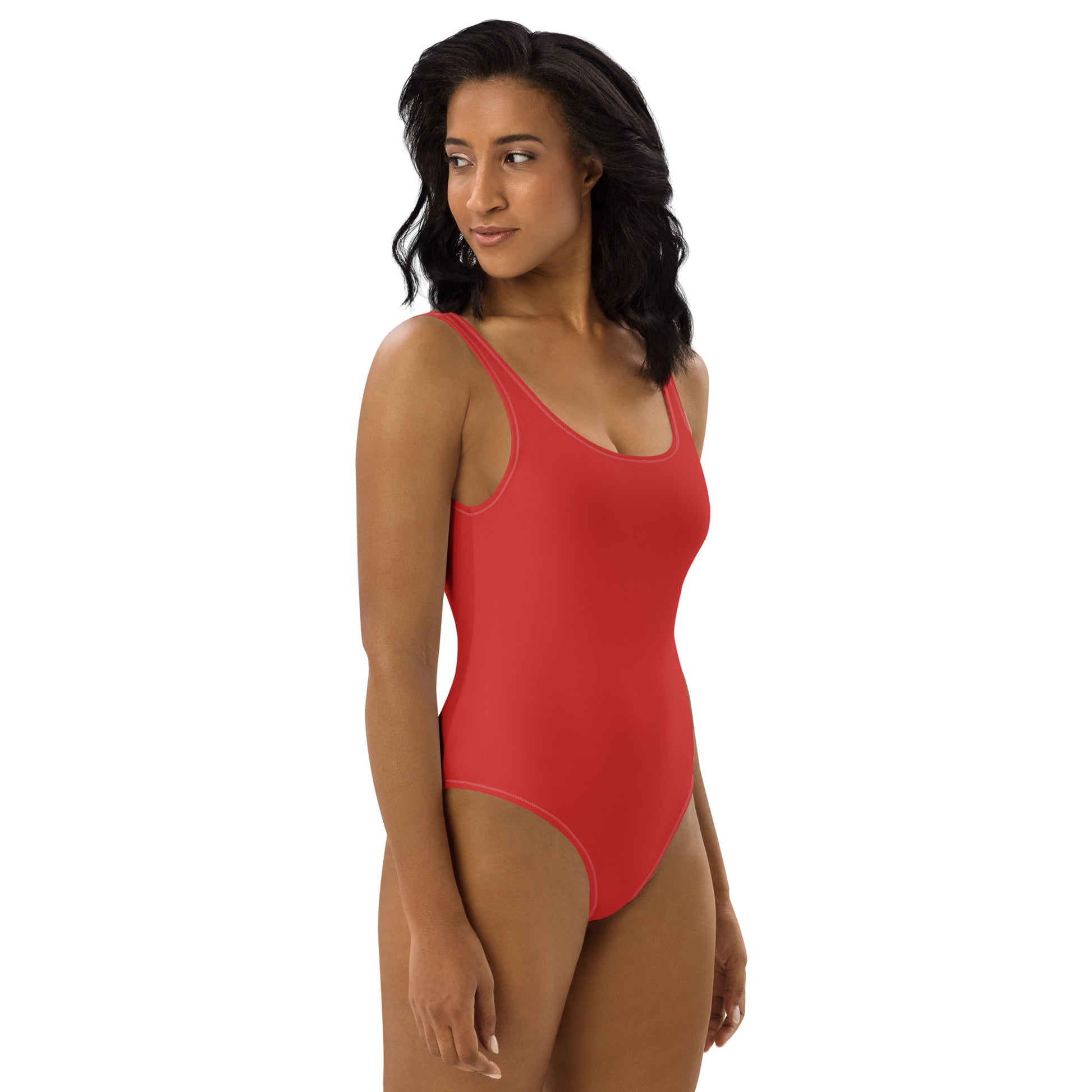 Classic Red One - Piece Swimsuit – Scoop Neck | ccanvas - Swimsuit | Ccanvas