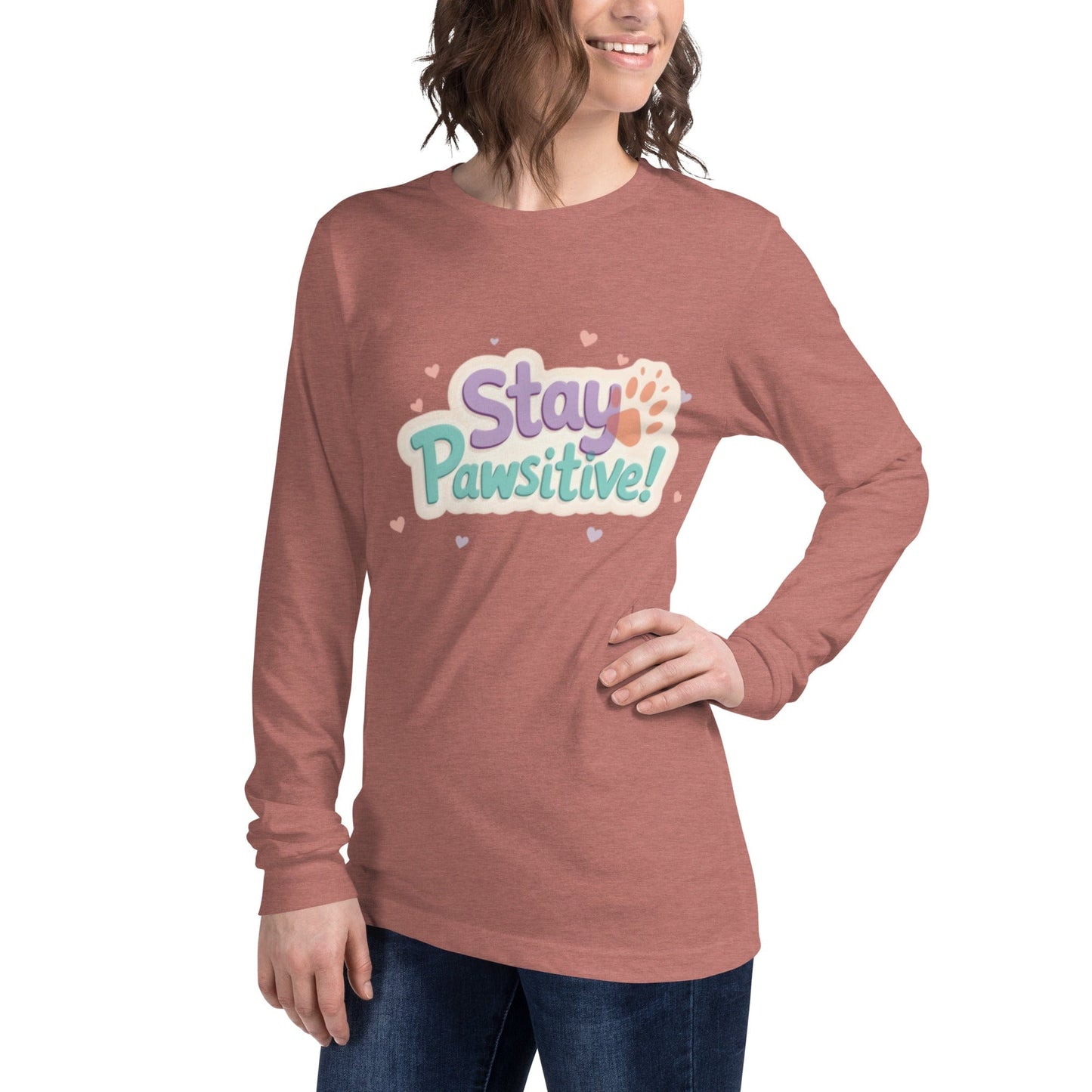 Stay Pawsitive Long - Sleeve Shirt - Cute Dog Lover Tee - T-Shirt | Ccanvas