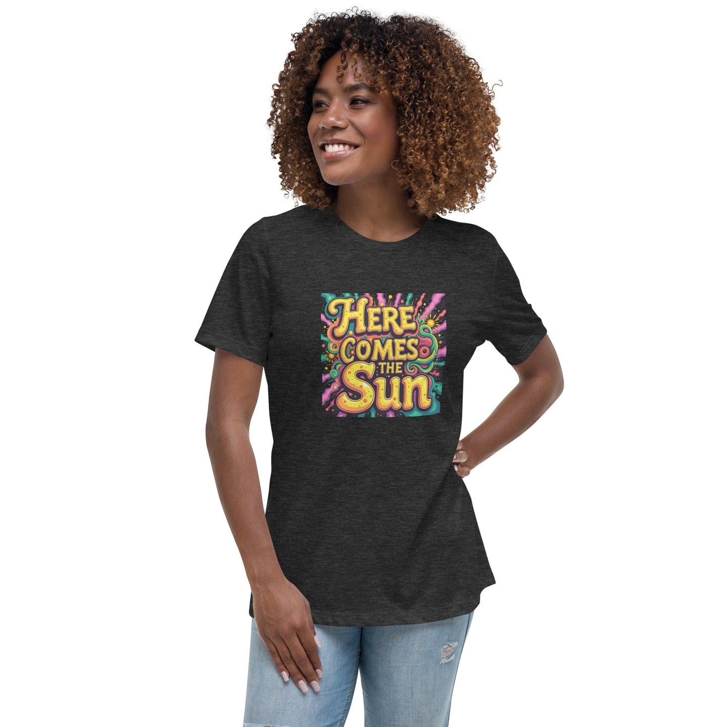 Here Comes the Sun T-Shirt - Retro Psychedelic Graphic Tee | ccanvas - Women’s T-Shirt | Ccanvas