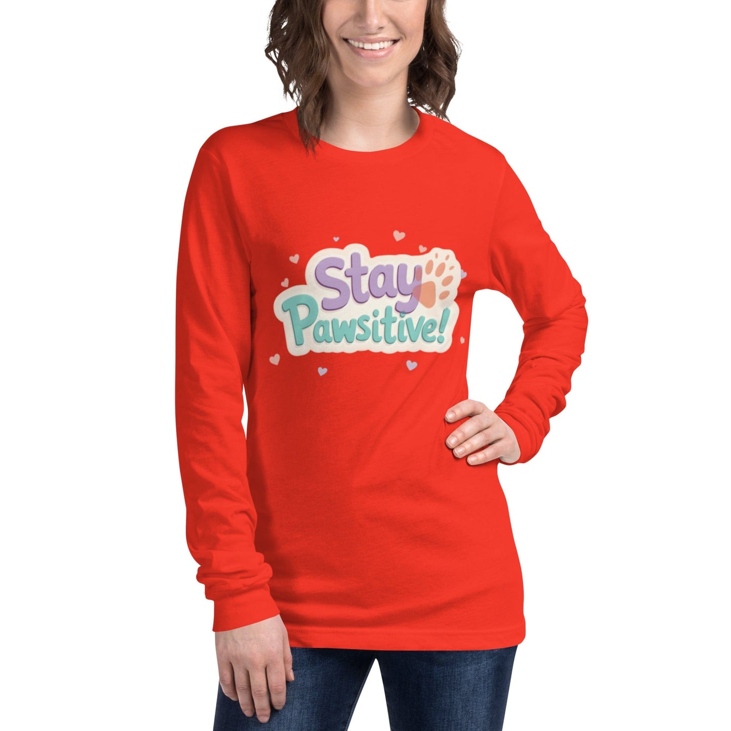Stay Pawsitive Long - Sleeve Shirt - Cute Dog Lover Tee - T-Shirt | Ccanvas