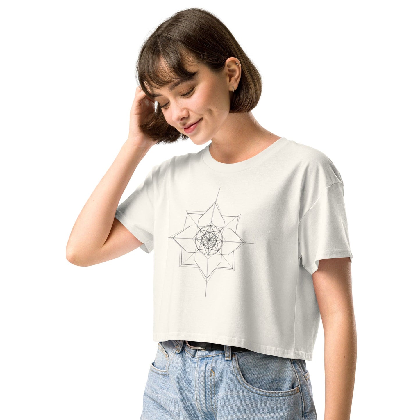 Sacred Lotus Crop Top - Geometric Spiritual Mandala Tee | ccanvas - Women’s T-Shirt | Ccanvas
