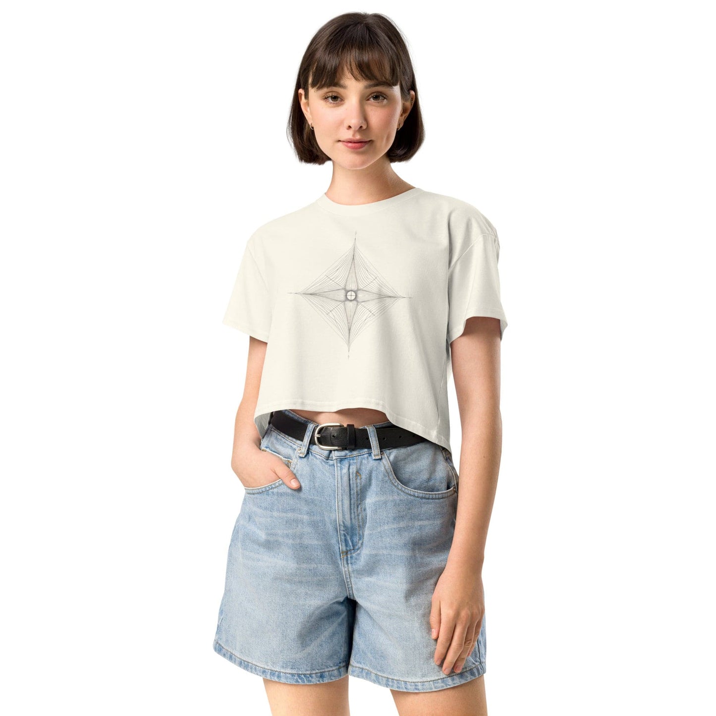 Celestial Balance Crop Top - Sacred Geometry Minimalist Tee | ccanvas - Women’s T-Shirt | Ccanvas