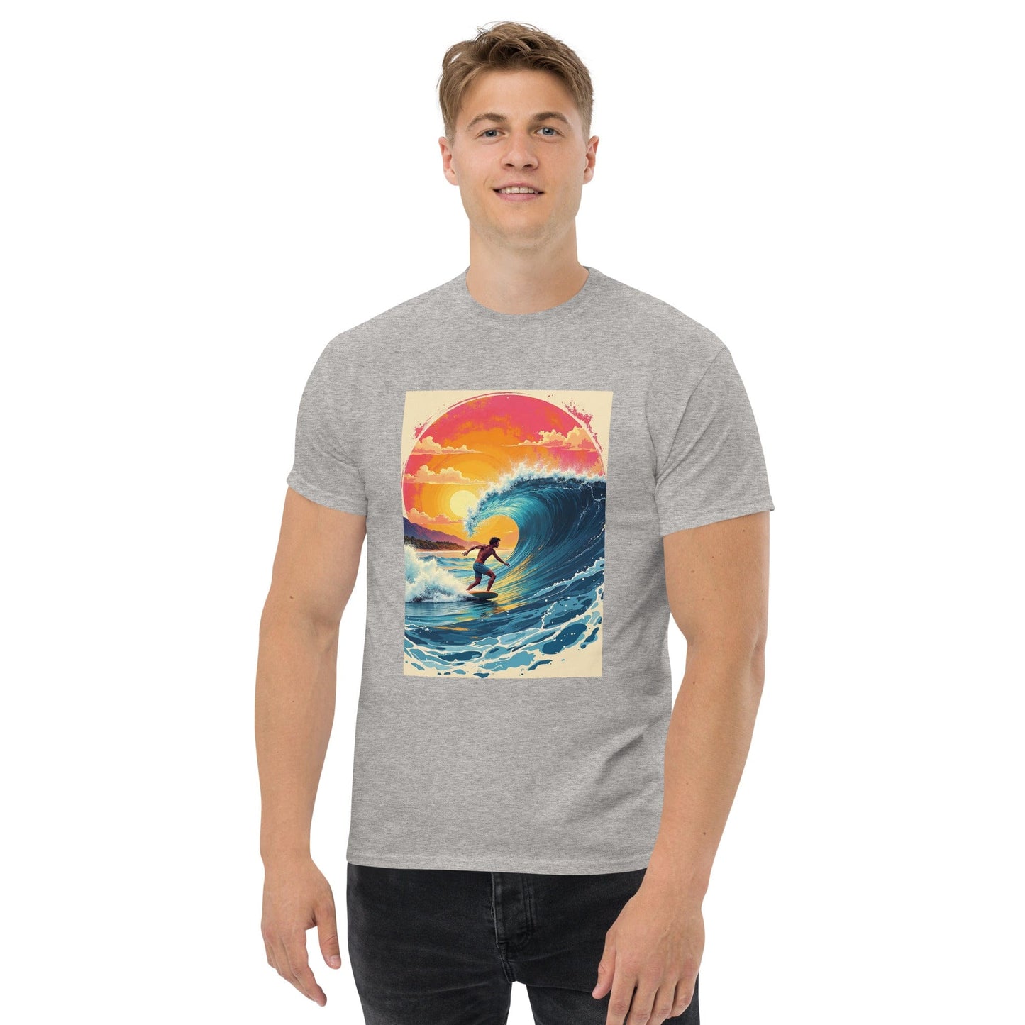 Sunset Surf Wave Tee – Bold Ocean Art | Ccanvas - Men’s Graphic T-Shirt | Ccanvas