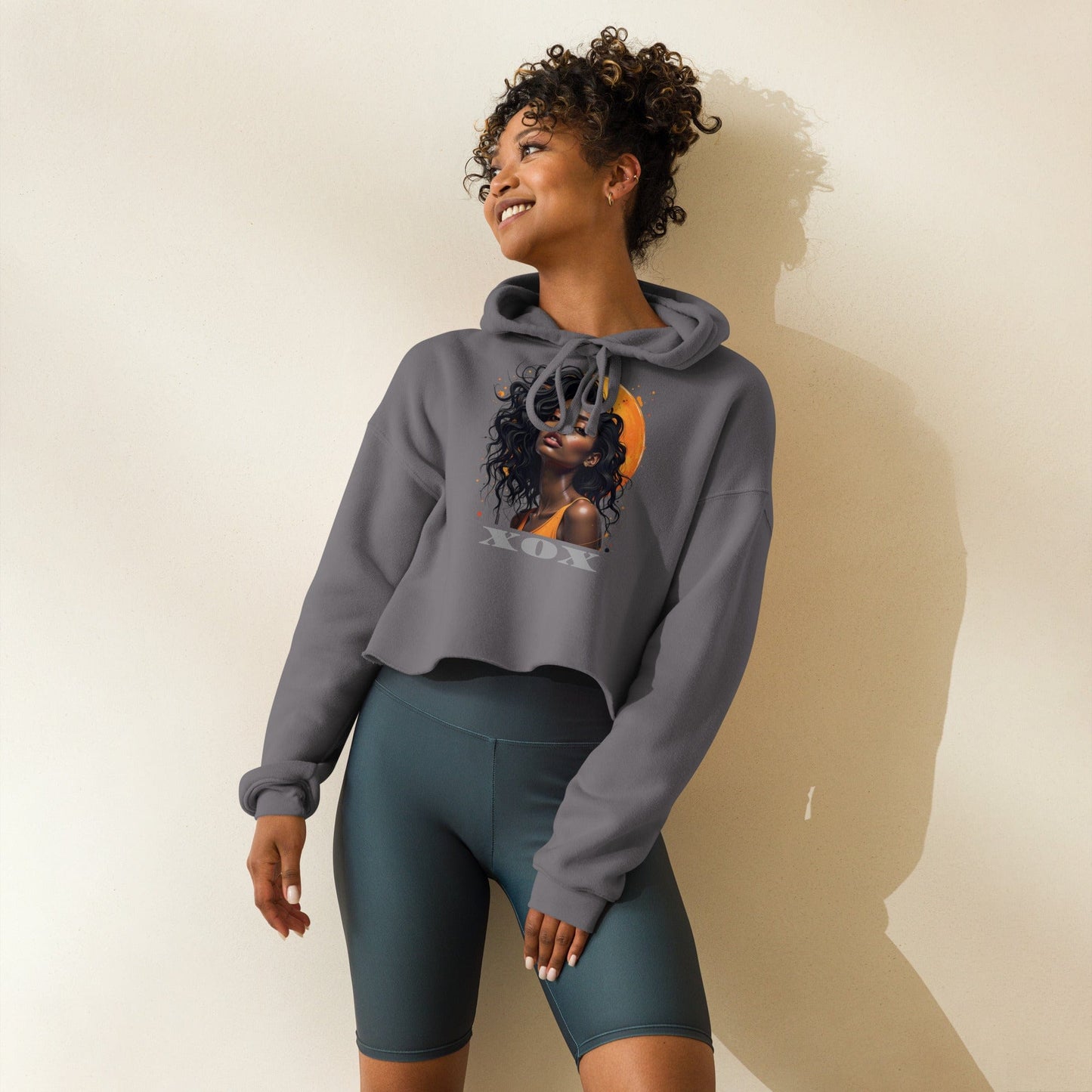 XOX Afro Queen Cropped Hoodie – Bold Art Hoodie for Women | ccanvas - Hoodies (Female – Cropped) | Ccanvas