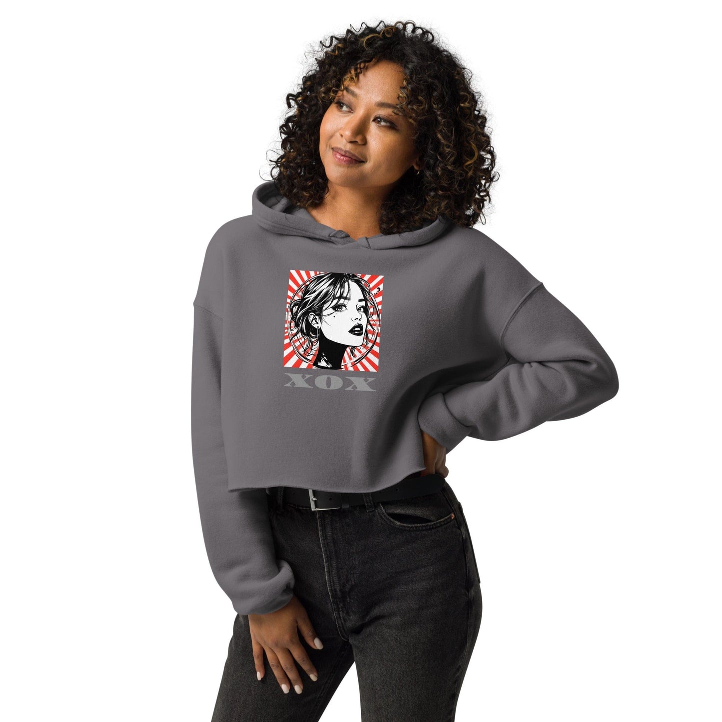 XOX Cropped Hoodie – Pop Art Graphic Hoodie for Women | ccanvas - Hoodies (Female – Cropped) | Ccanvas