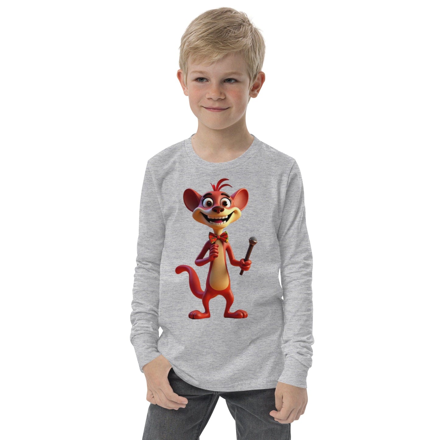 Funny Long Sleeve Kids T-Shirt with Cartoon Mouse & Microphone | ccanvas - Long Sleeve Kids T-Shirts | Ccanvas