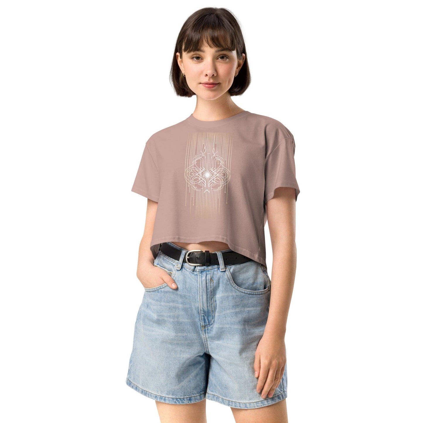Ethereal Lines Crop Top - Sacred Geometry Minimalist Tee | ccanvas - Women’s T-Shirt | Ccanvas