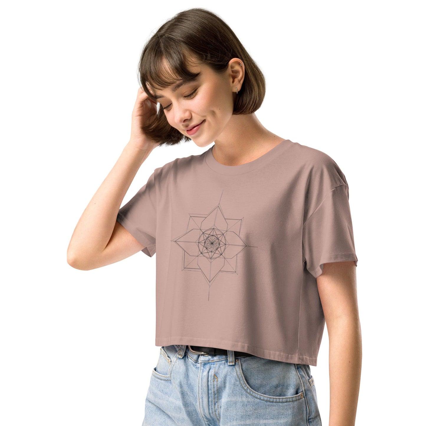 Sacred Lotus Crop Top - Geometric Spiritual Mandala Tee | ccanvas - Women’s T-Shirt | Ccanvas