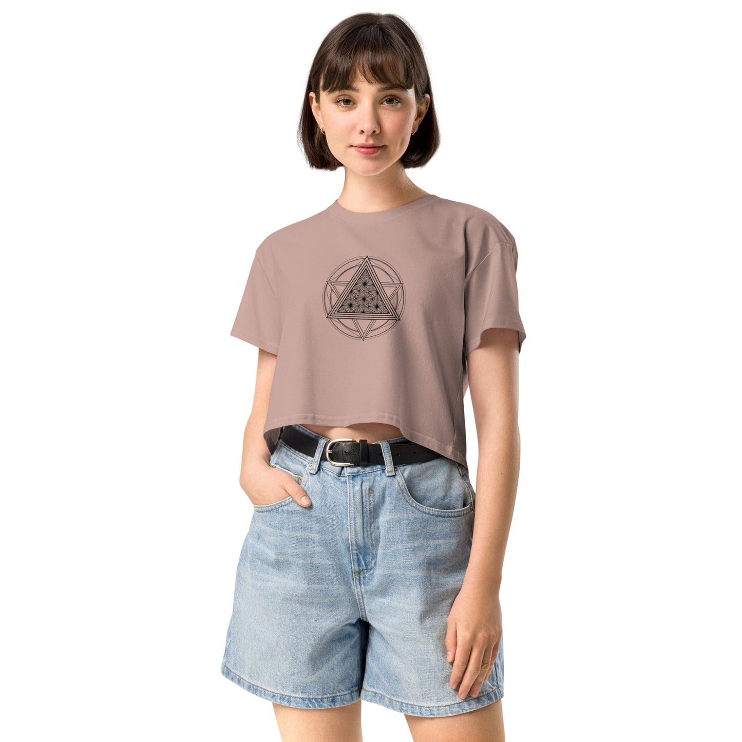 Merkaba Energy Crop Top - Sacred Geometry Star Tetrahedron Tee | ccanvas - Women’s T-Shirt | Ccanvas