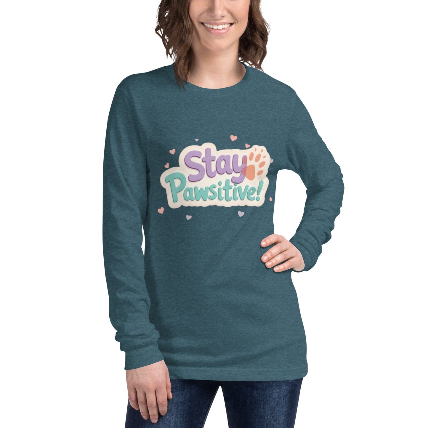 Stay Pawsitive Long - Sleeve Shirt - Cute Dog Lover Tee - T-Shirt | Ccanvas