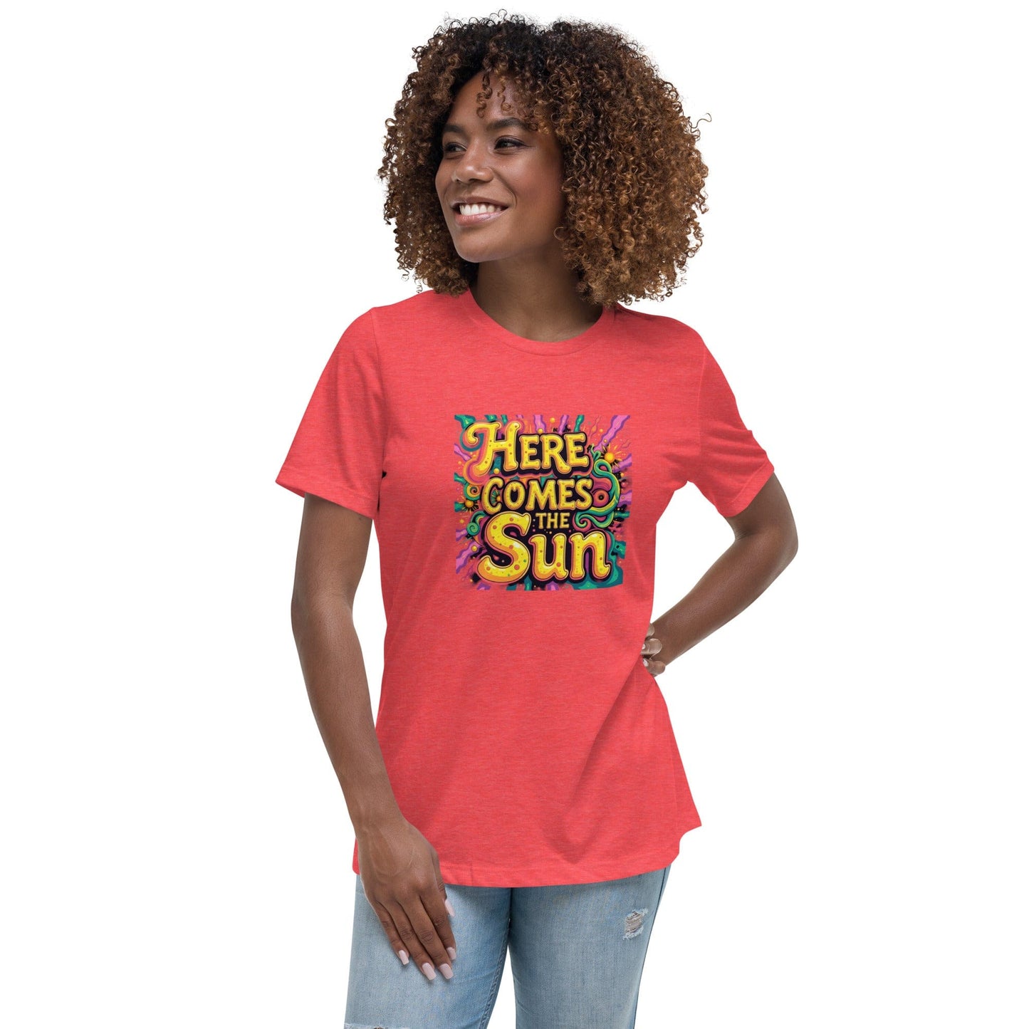 Here Comes the Sun T-Shirt - Retro Psychedelic Graphic Tee | ccanvas - Women’s T-Shirt | Ccanvas