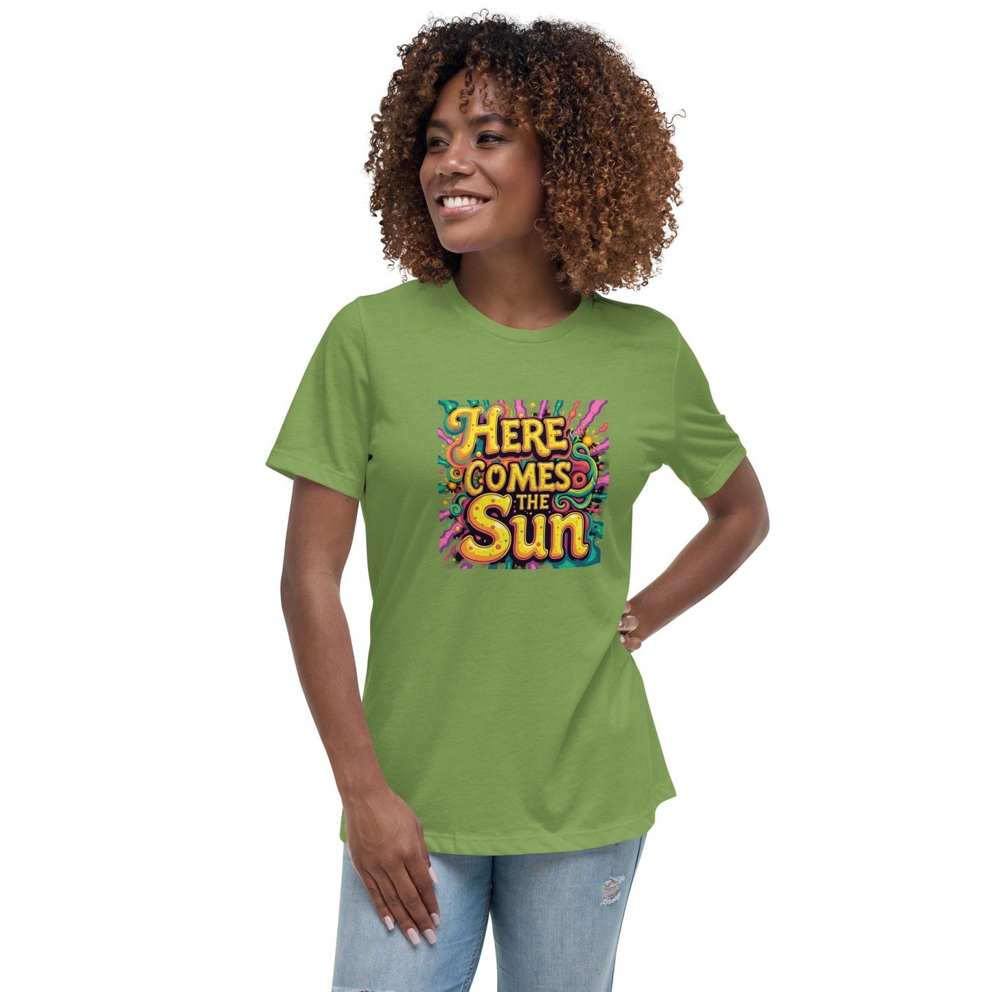 Here Comes the Sun T-Shirt - Retro Psychedelic Graphic Tee | ccanvas - Women’s T-Shirt | Ccanvas