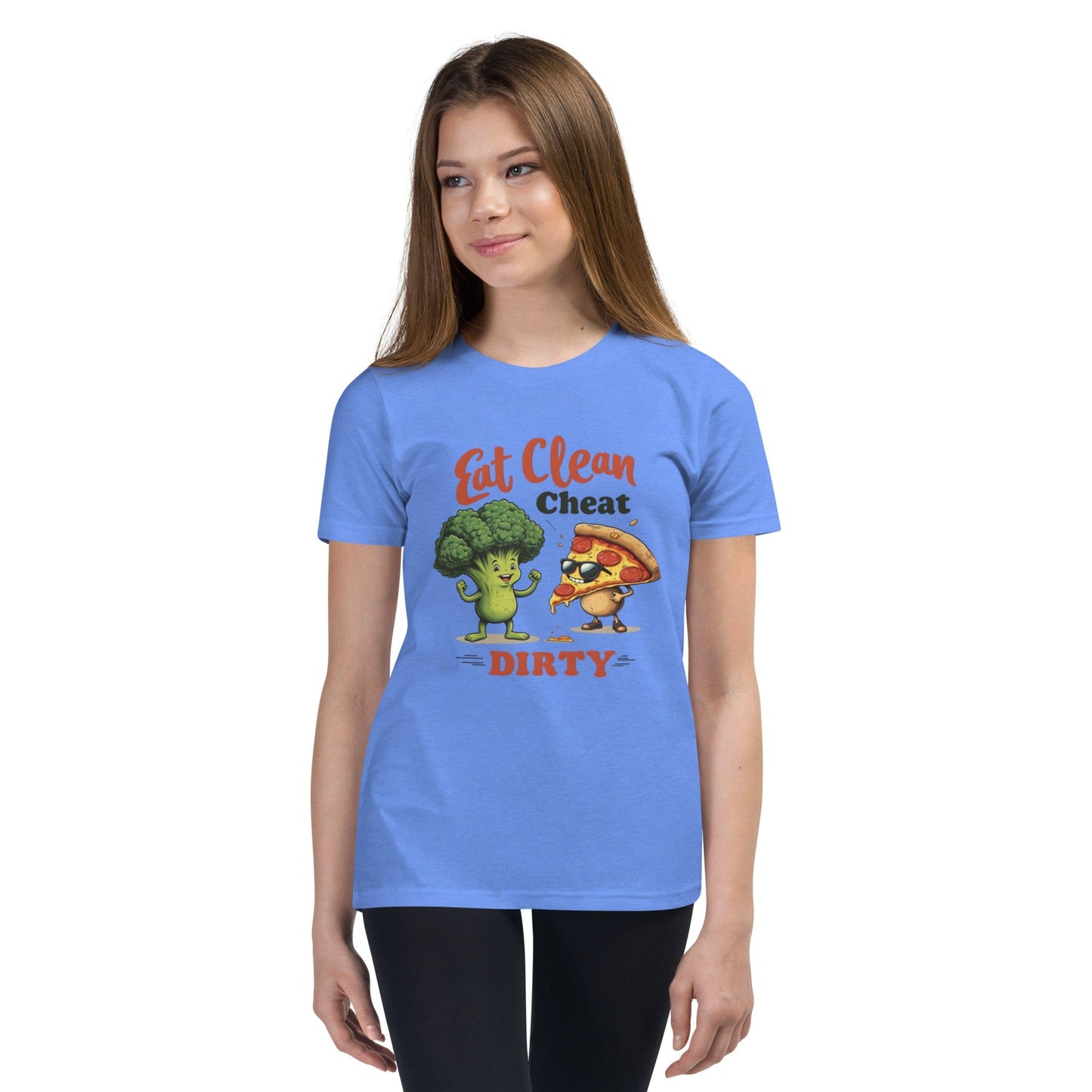 Eat Clean Cheat Dirty T-Shirt for Women – Funny Broccoli & Pizza Gym Life Tee | ccanvas - Women’s T-Shirts | Ccanvas