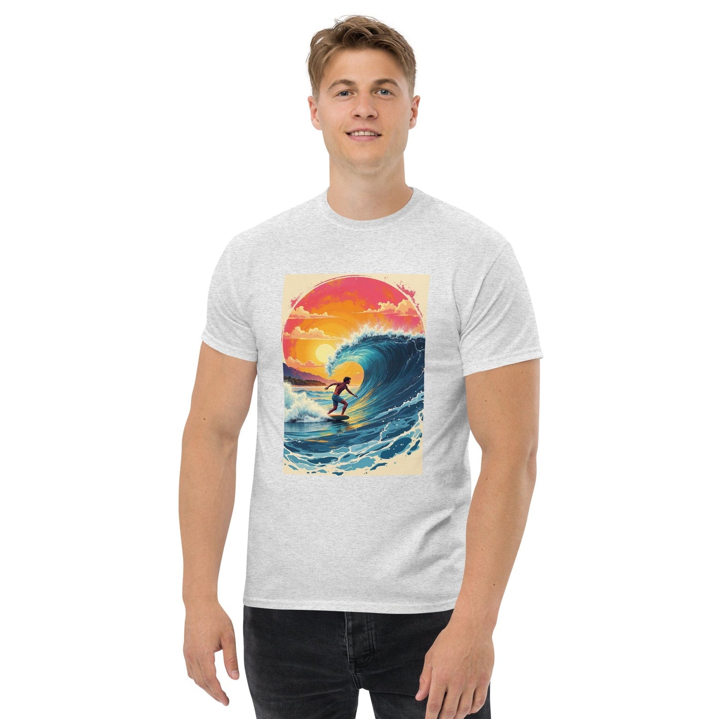 Sunset Surf Wave Tee – Bold Ocean Art | Ccanvas - Men’s Graphic T-Shirt | Ccanvas