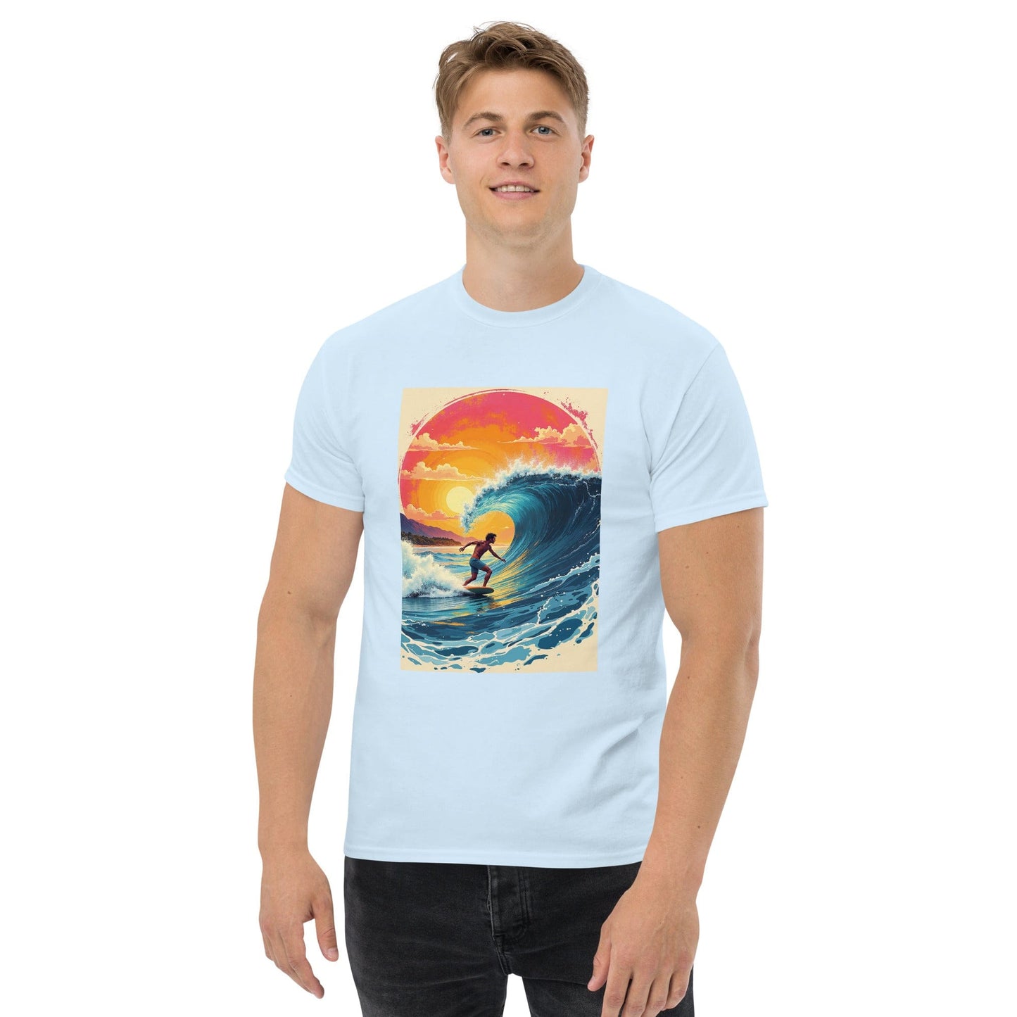 Sunset Surf Wave Tee – Bold Ocean Art | Ccanvas - Men’s Graphic T-Shirt | Ccanvas