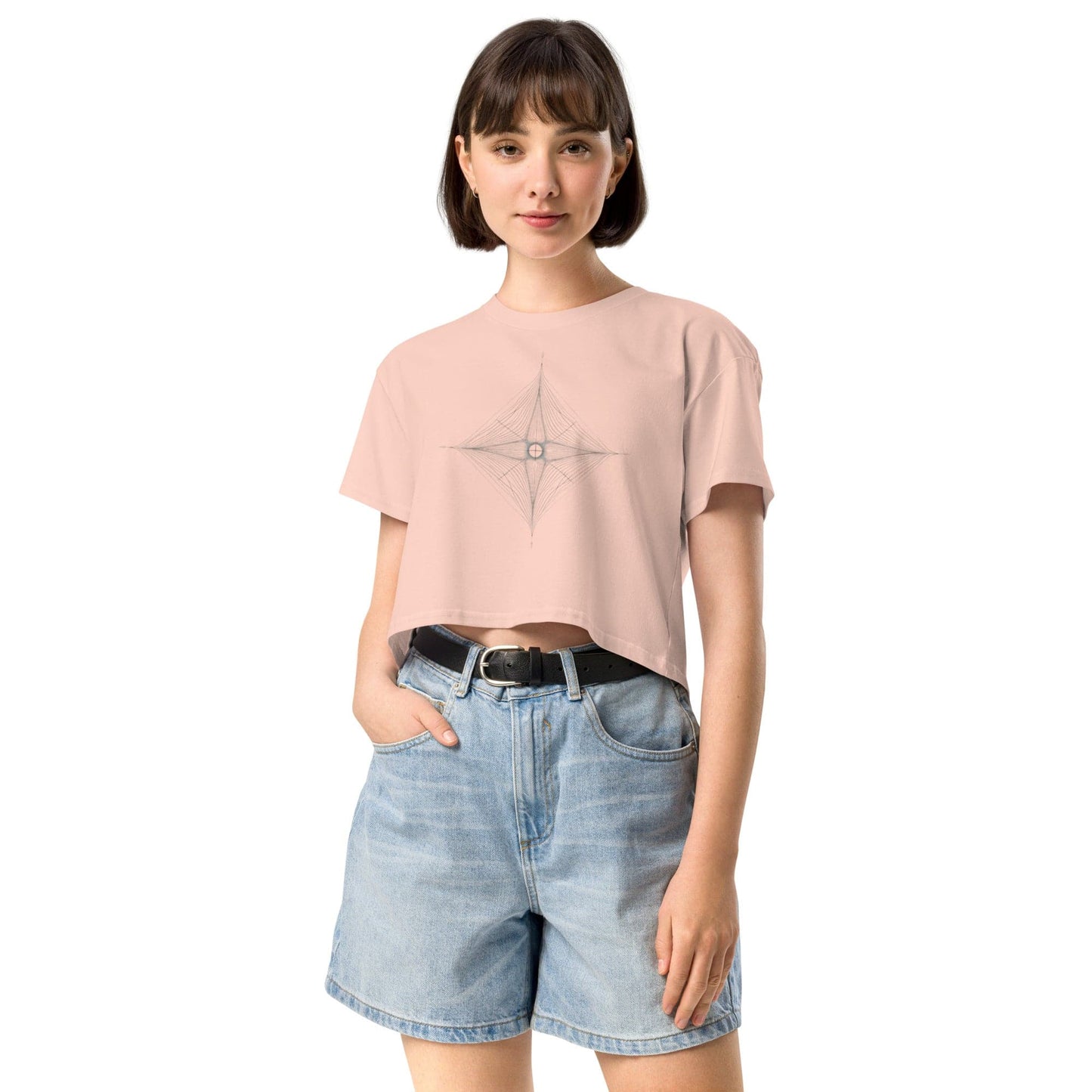 Celestial Balance Crop Top - Sacred Geometry Minimalist Tee | ccanvas - Women’s T-Shirt | Ccanvas