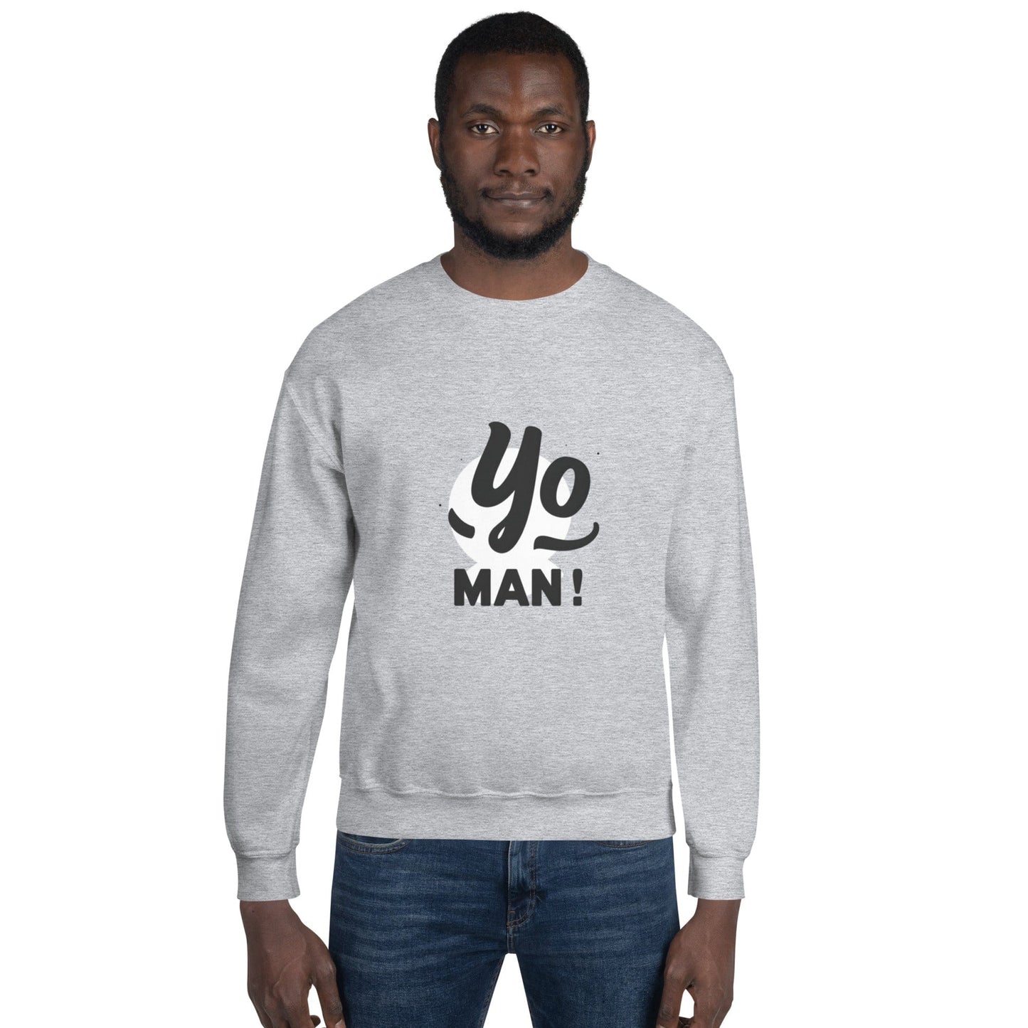 Yo Man Sweatshirt - Bold Graphic Statement Crewneck | ccanvas - Men’s Sweatshirt | Ccanvas