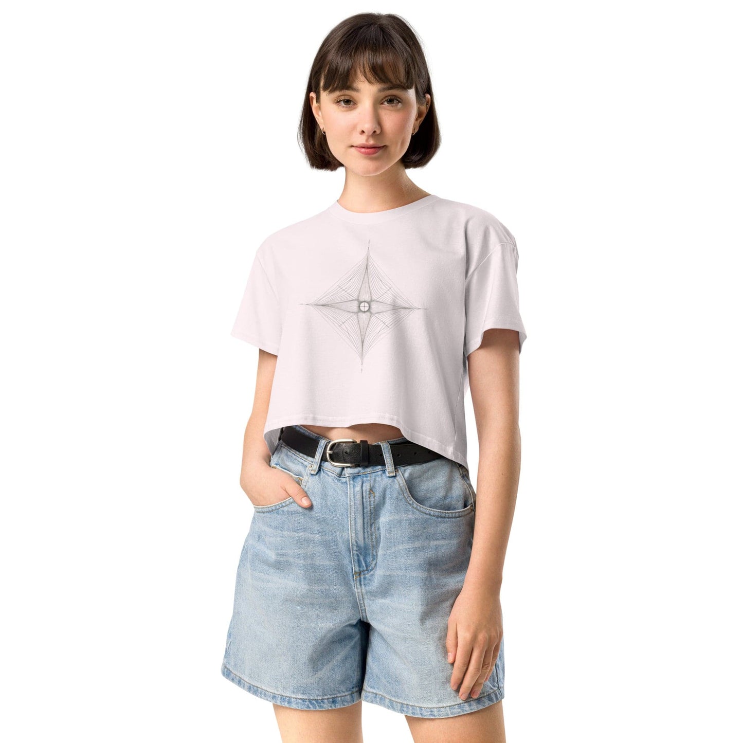 Celestial Balance Crop Top - Sacred Geometry Minimalist Tee | ccanvas - Women’s T-Shirt | Ccanvas