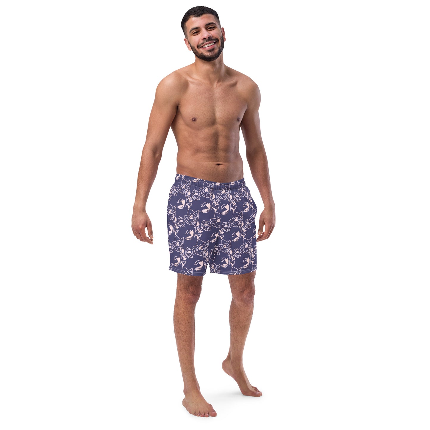 Men’s Navy Floral Swim Shorts – Retro Street Fit | ccanvas - Swim Shorts | Ccanvas