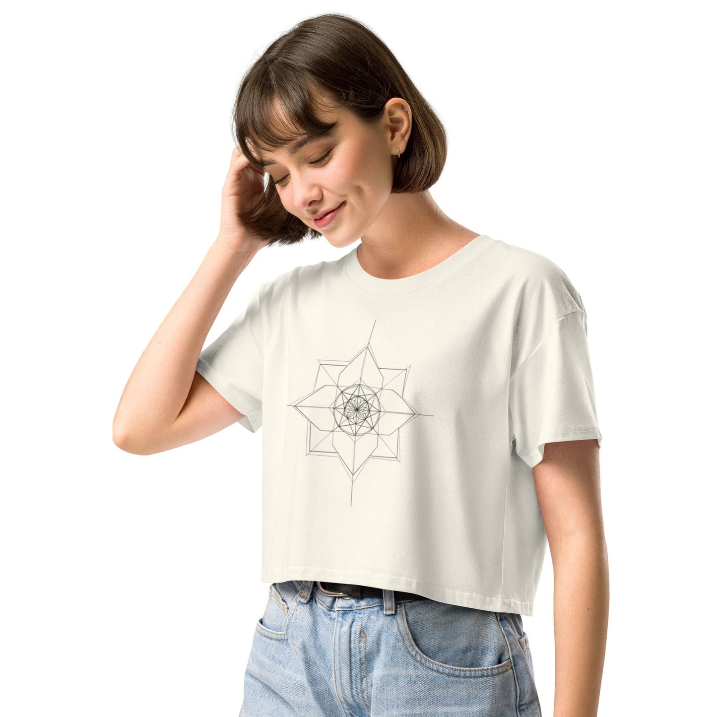 Sacred Lotus Crop Top - Geometric Spiritual Mandala Tee | ccanvas - Women’s T-Shirt | Ccanvas