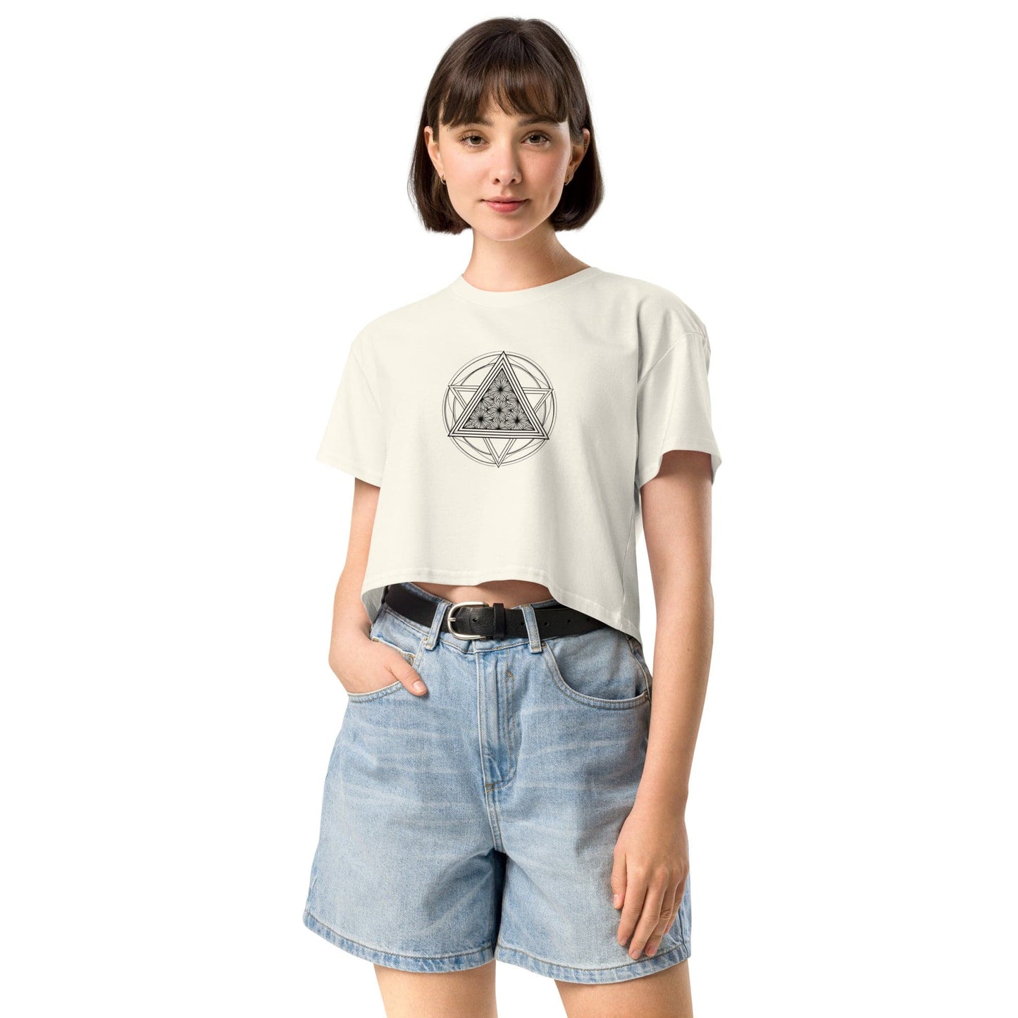 Merkaba Energy Crop Top - Sacred Geometry Star Tetrahedron Tee | ccanvas - Women’s T-Shirt | Ccanvas