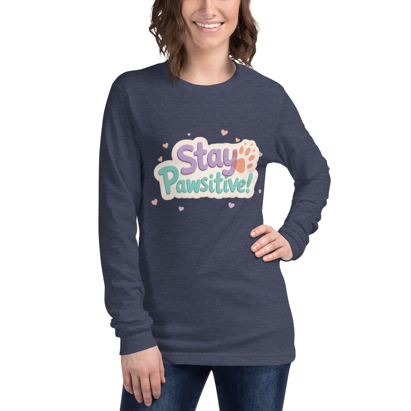 Stay Pawsitive Long - Sleeve Shirt - Cute Dog Lover Tee - T-Shirt | Ccanvas