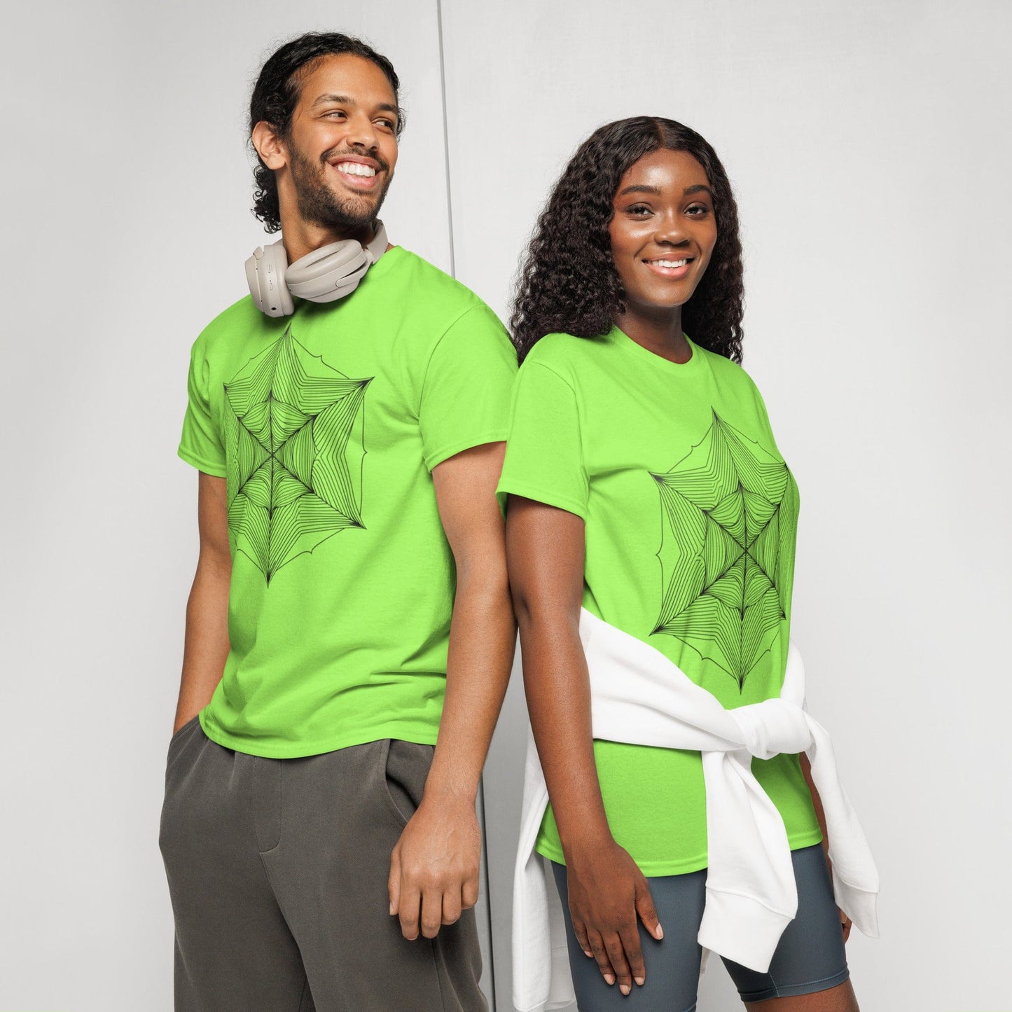 Geometric Illusion Web Tee – Minimalist Line Art Optical Shirt | ccanvas - t-shirt | Ccanvas